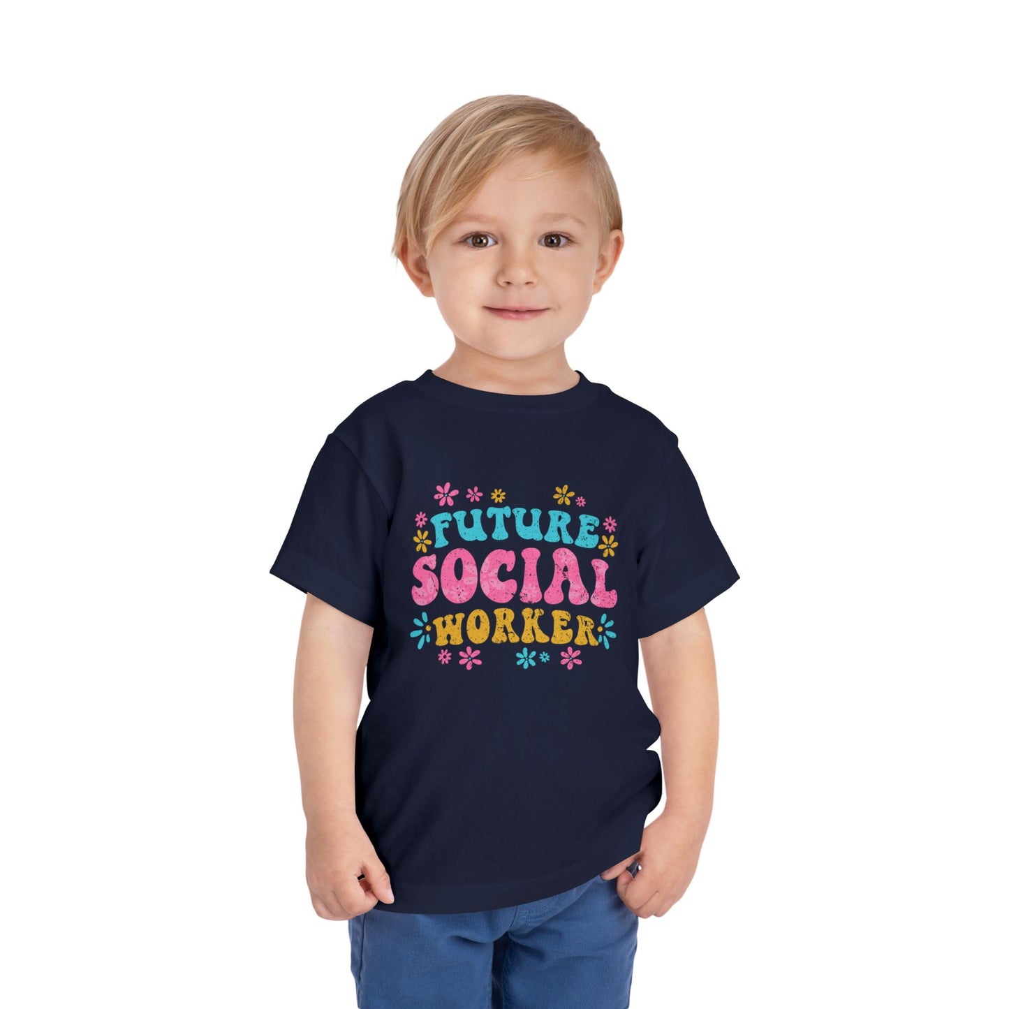 Toddler Tee - "Future Social Worker" Colorful Floral Graphic