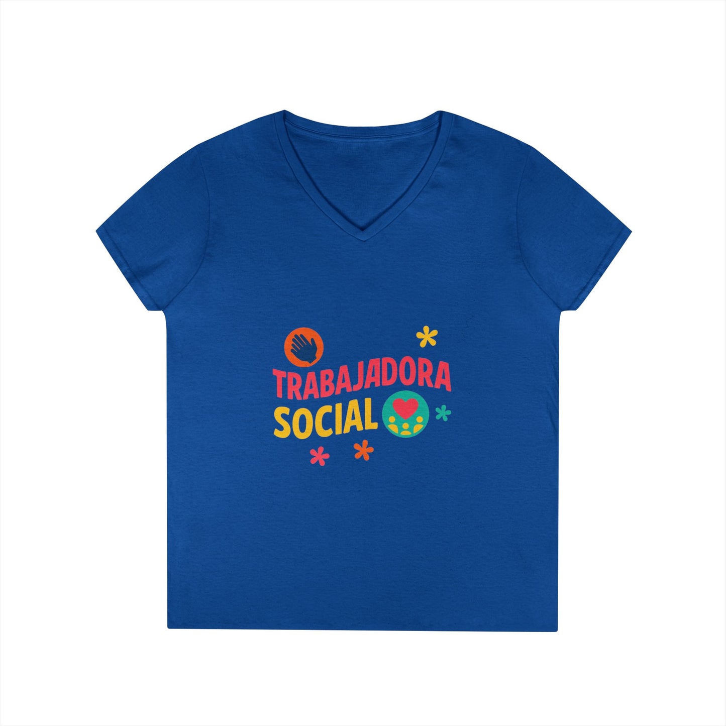 Trabajadora Social V-Neck Tee — Spanish Social Worker T-Shirt, Colorful Empowerment Gift