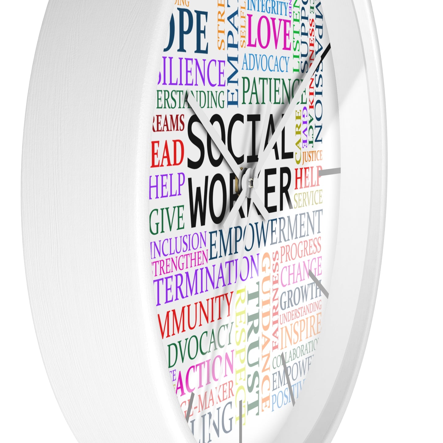 Social Worker Word Cloud Wall Clock — Inspirational Office Decor Gift
