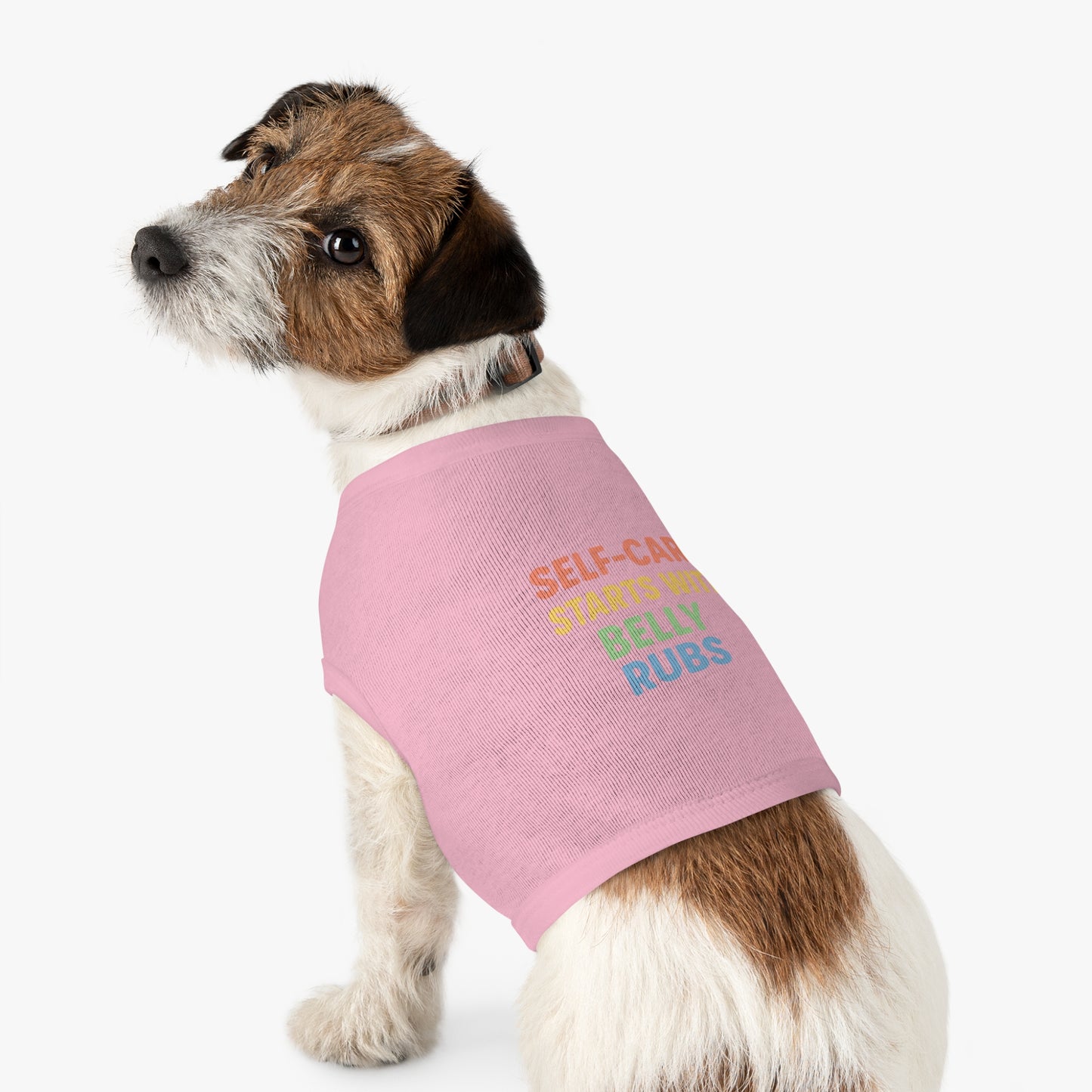 Pet Tank Top — "Self-Care Starts With Belly Rubs" Funny Dog Cat Tee - Mental Health/Social Work