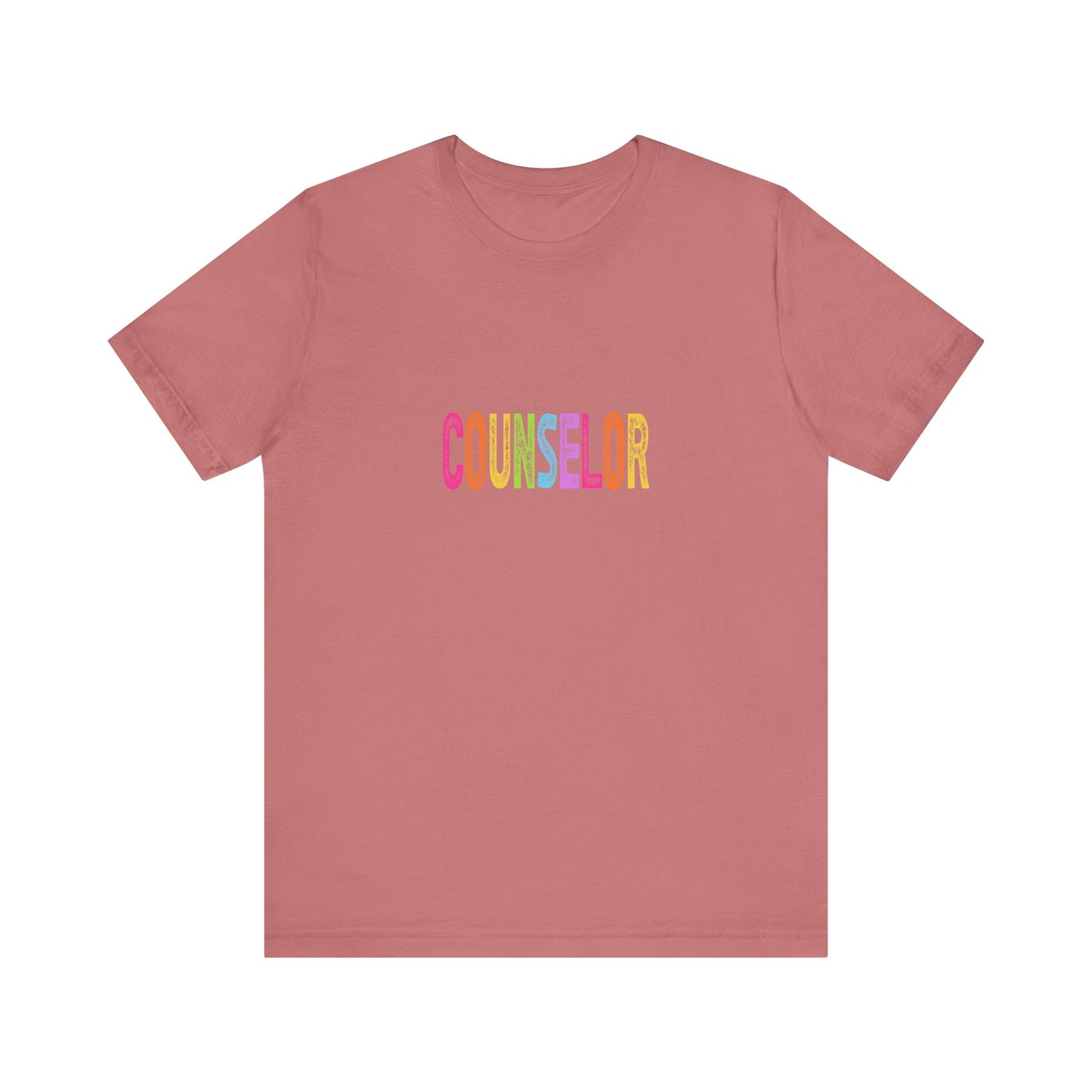 (Unisex) Counselor Rainbow Tee — Pastel 'COUNSELOR' Short Sleeve Shirt