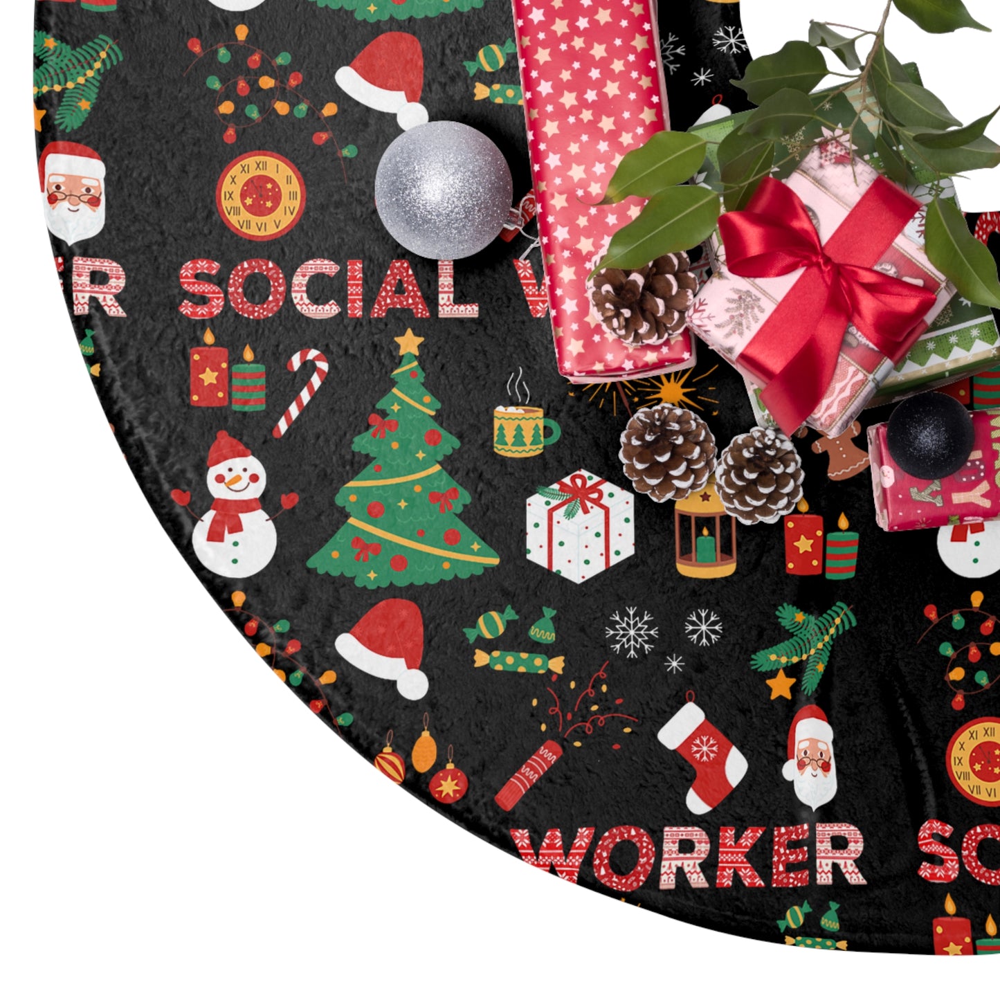 Social Worker Christmas Tree Skirt — Festive Holiday Tree Skirt for Social Workers
