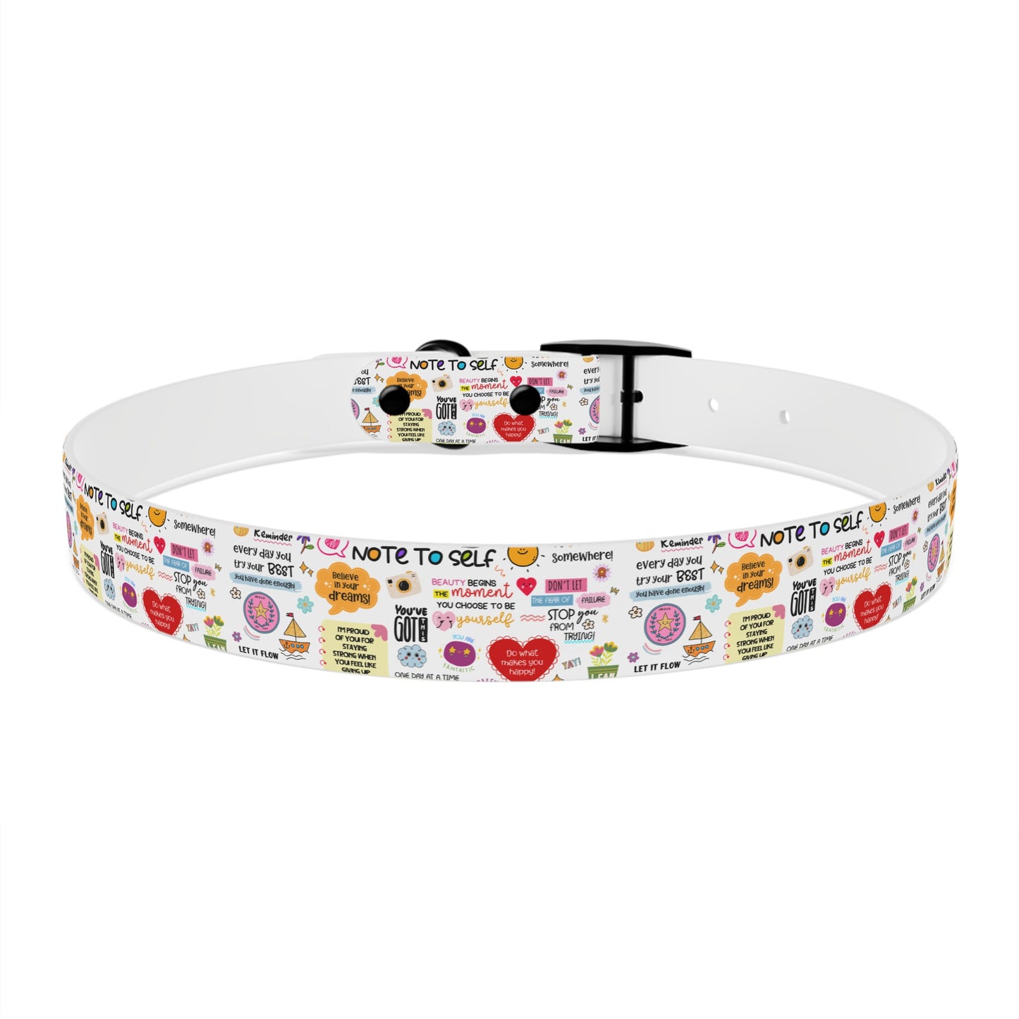 Dog Collar — Whimsical 'Note to Self' Positive Words Quote Pattern Pet Collar