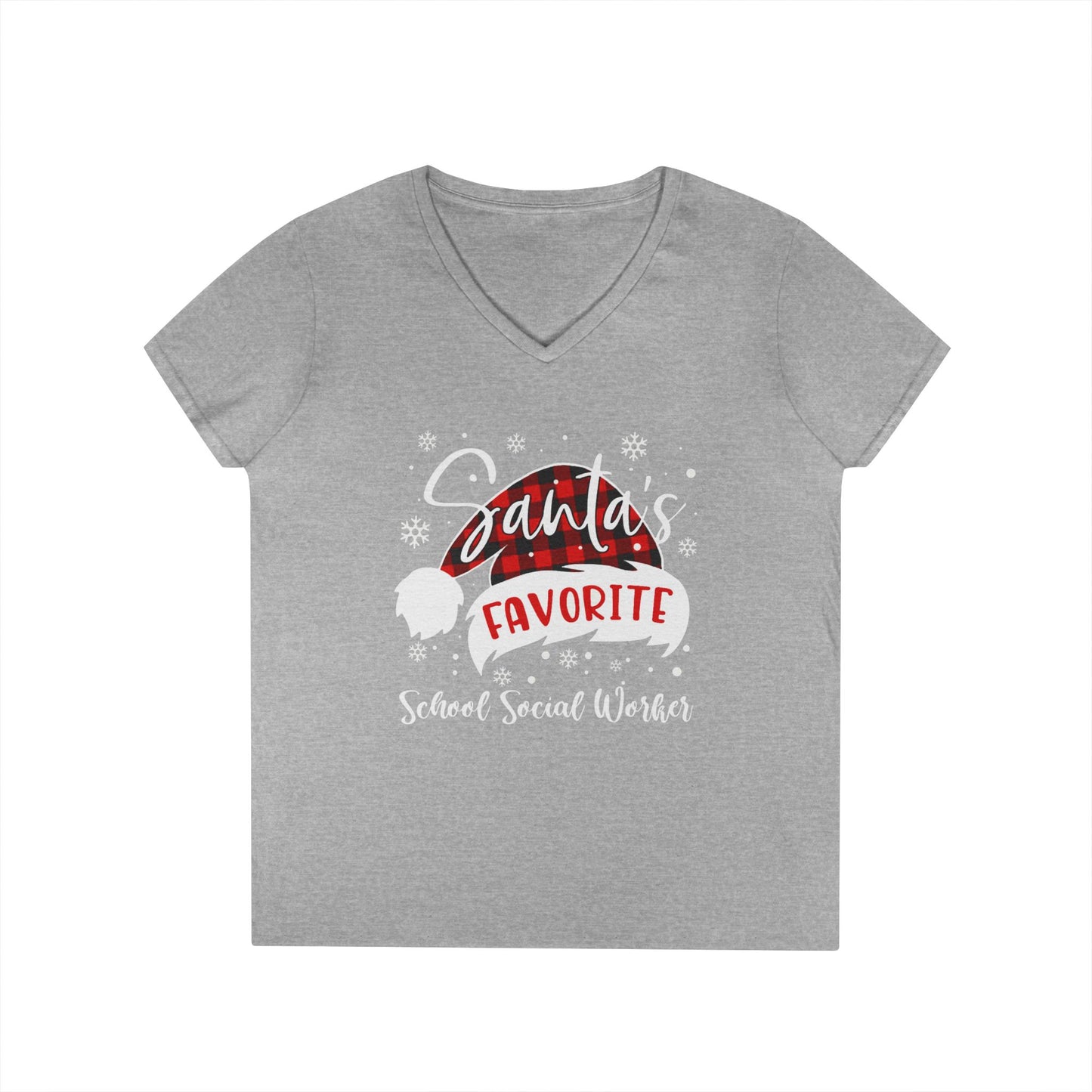 Santa's Favorite School Social Worker V-Neck Tee - Holiday Edition