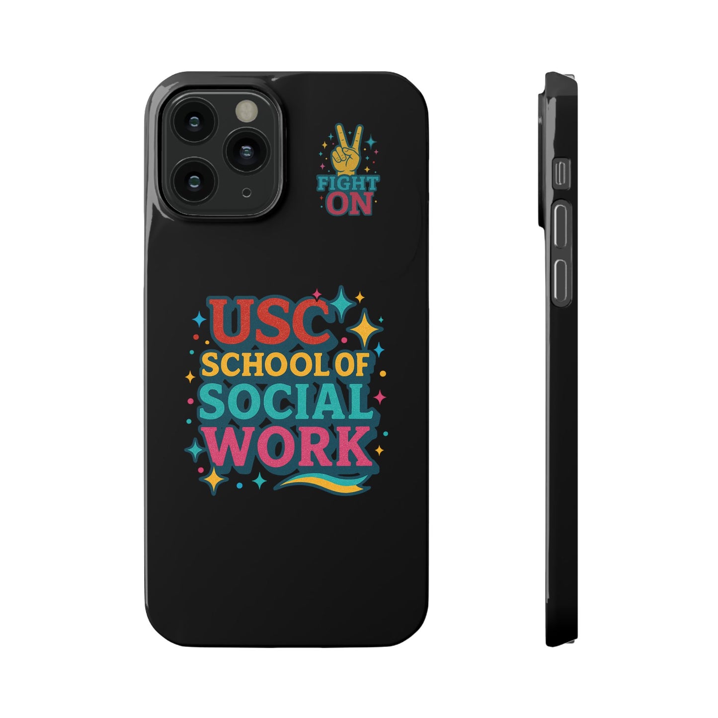 USC Trojans Slim I-Phone Case - School of Social Work - Glitter Style (Black)