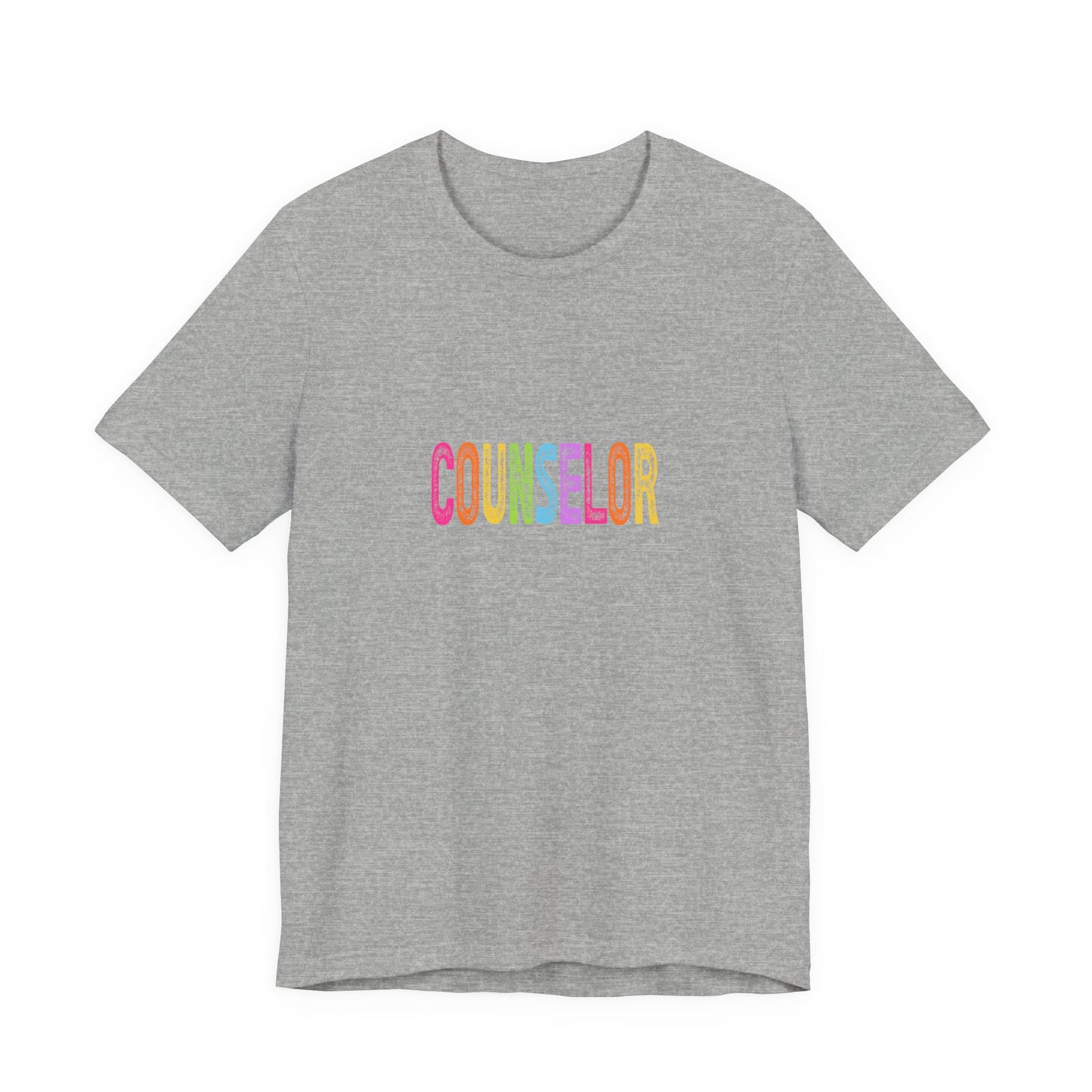 (Unisex) Counselor Rainbow Tee — Pastel 'COUNSELOR' Short Sleeve Shirt