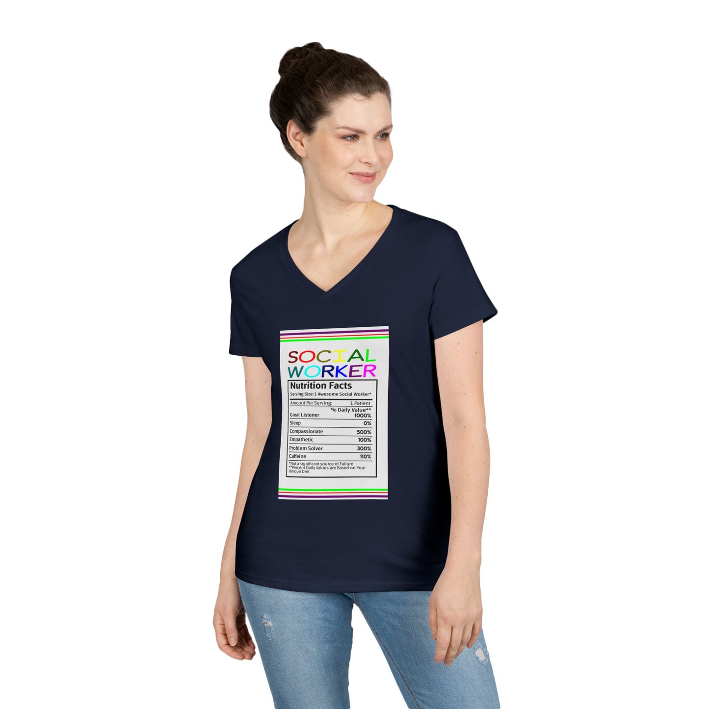 Social Worker Nutrition Facts V-Neck Tee — Women's Social Worker Gift