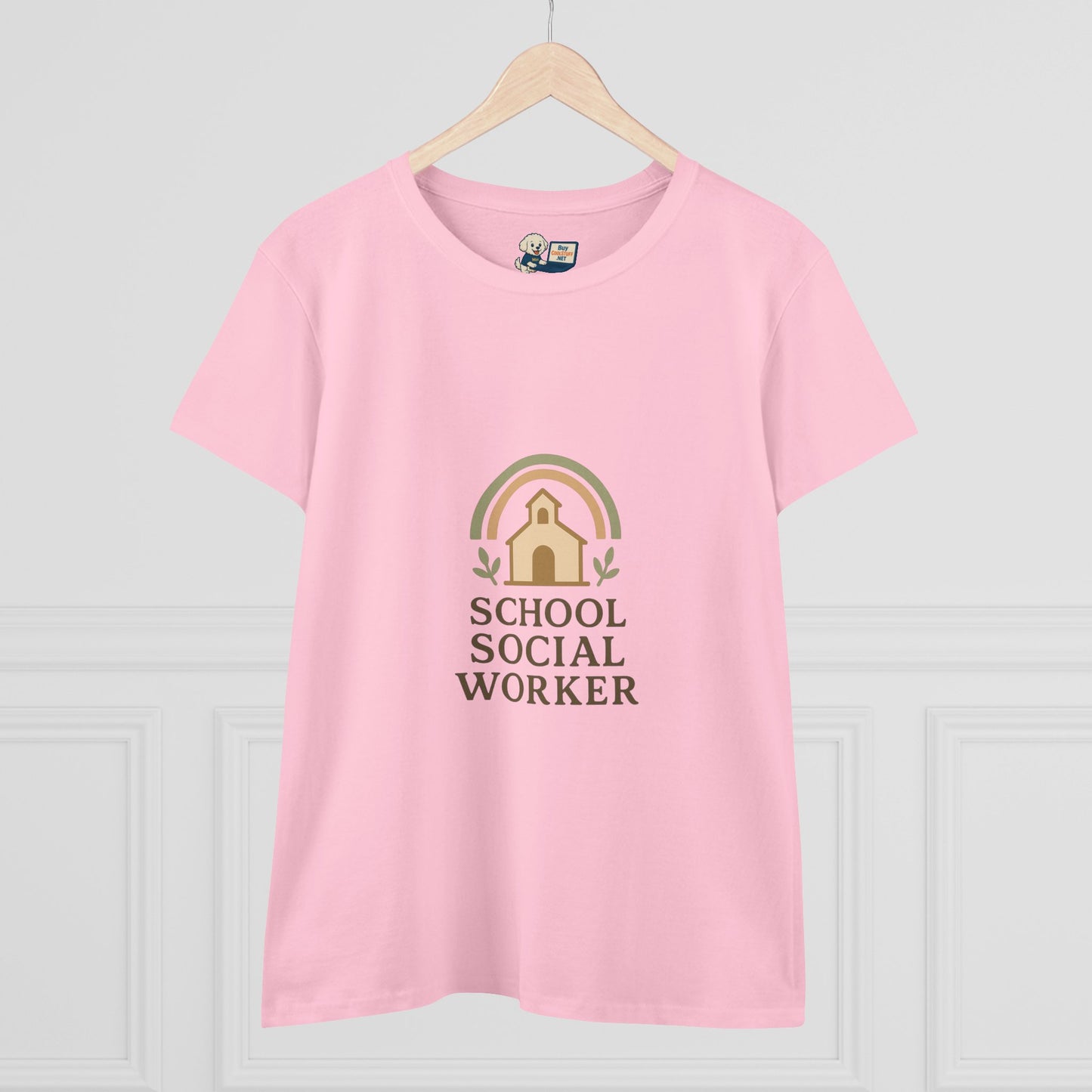 School Social Worker with Earth Tone Logo -Women's Midweight Cotton T-Shirt