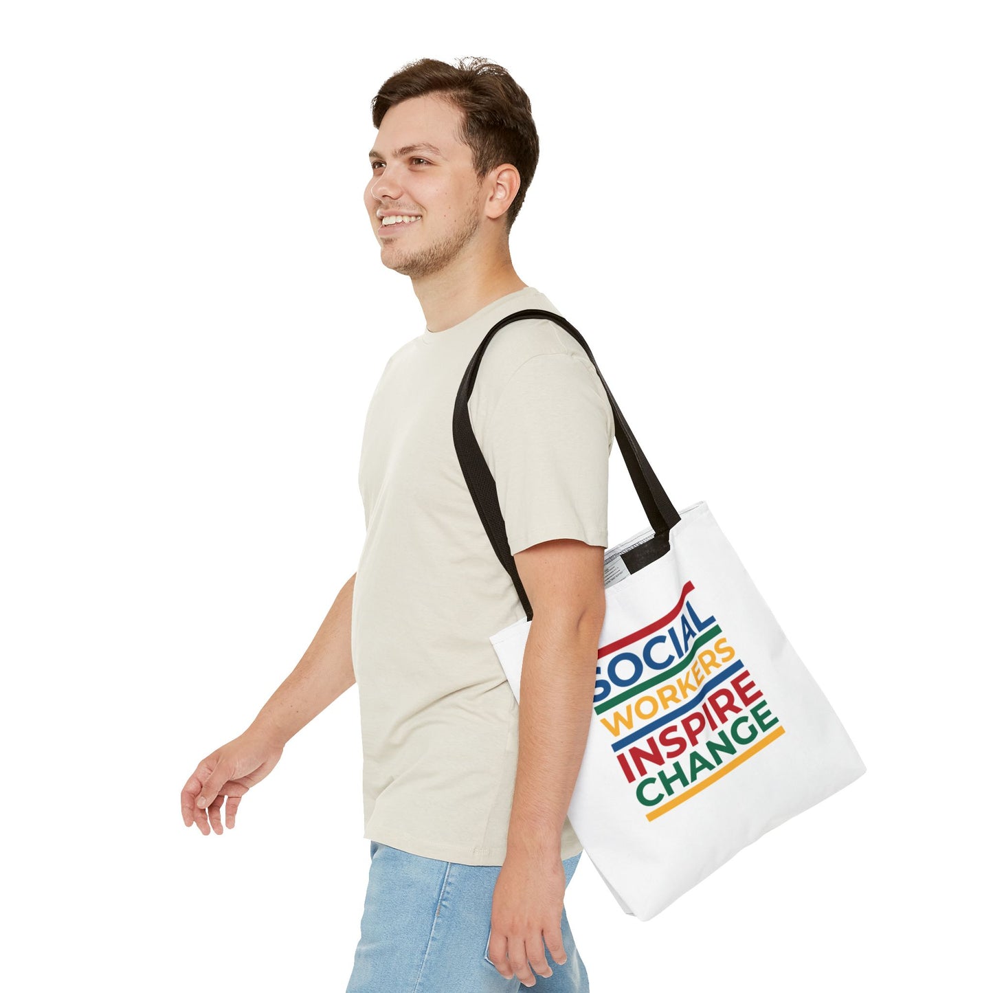 Social Worker Tote Bag — Inspirational "Social Workers Inspire Change" Two Side Design