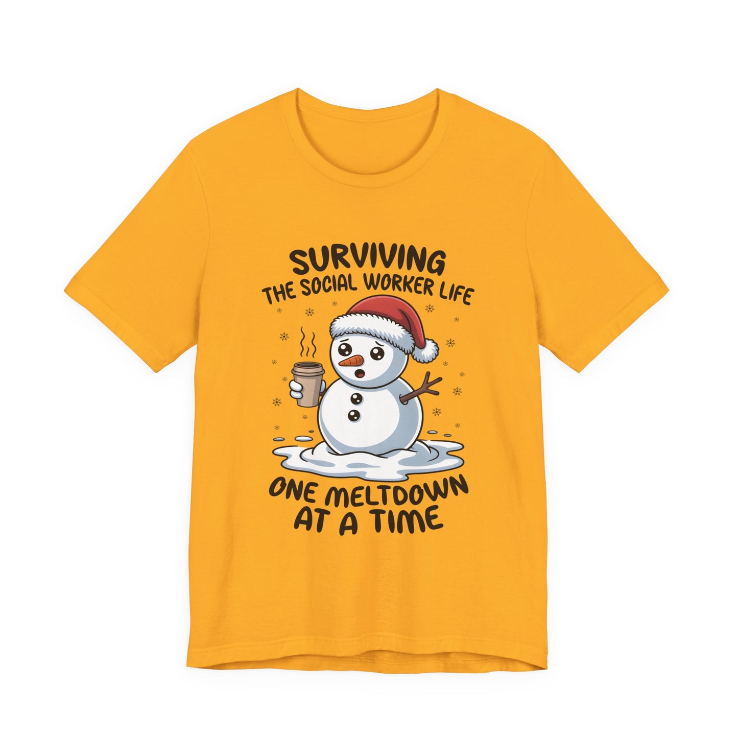 Men's Social Worker Snowman Tee — "Surviving the Social Worker Life: One Meltdown at a Time"