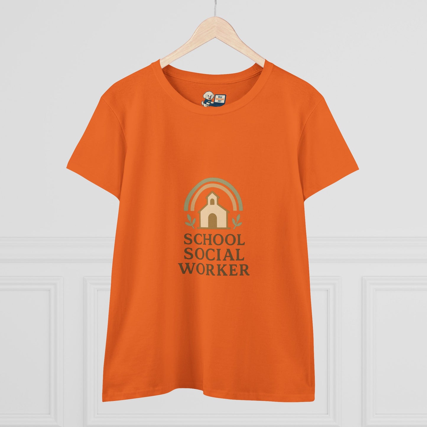 School Social Worker with Earth Tone Logo -Women's Midweight Cotton T-Shirt