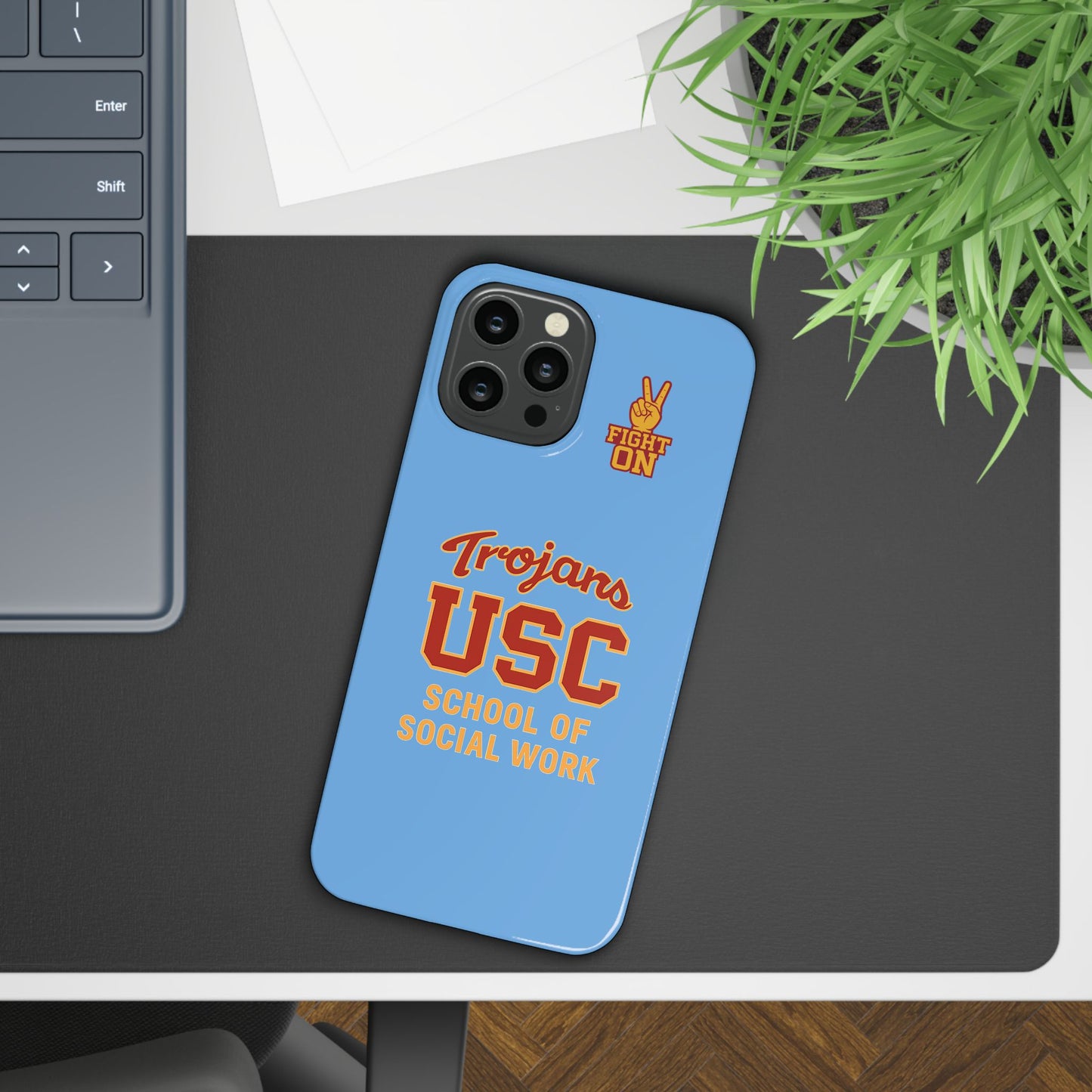 USC Trojans Slim I-Phone Case - School of Social Work (Light Blue)