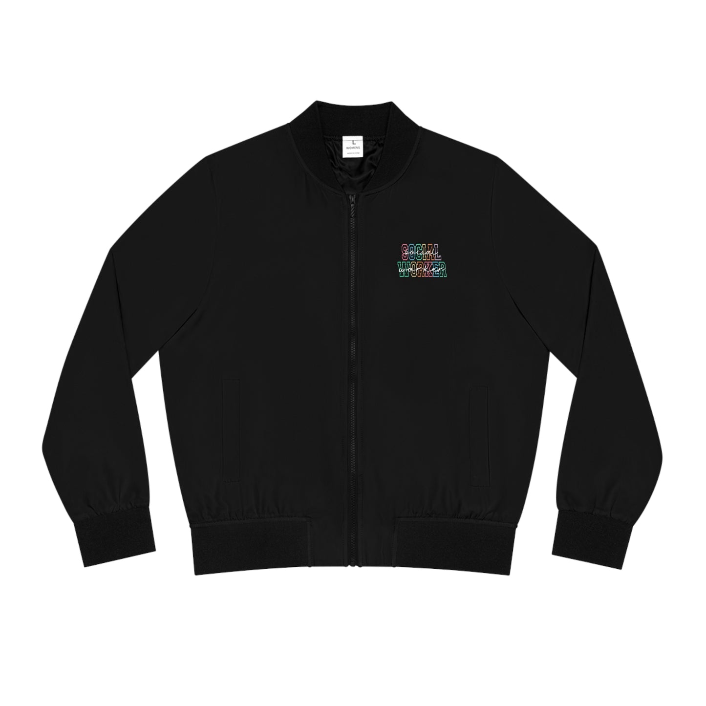 Social Worker Word Cloud Bomber Jacket (Black)