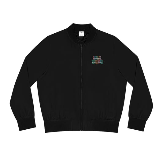 Social Worker Word Cloud Bomber Jacket (Black)