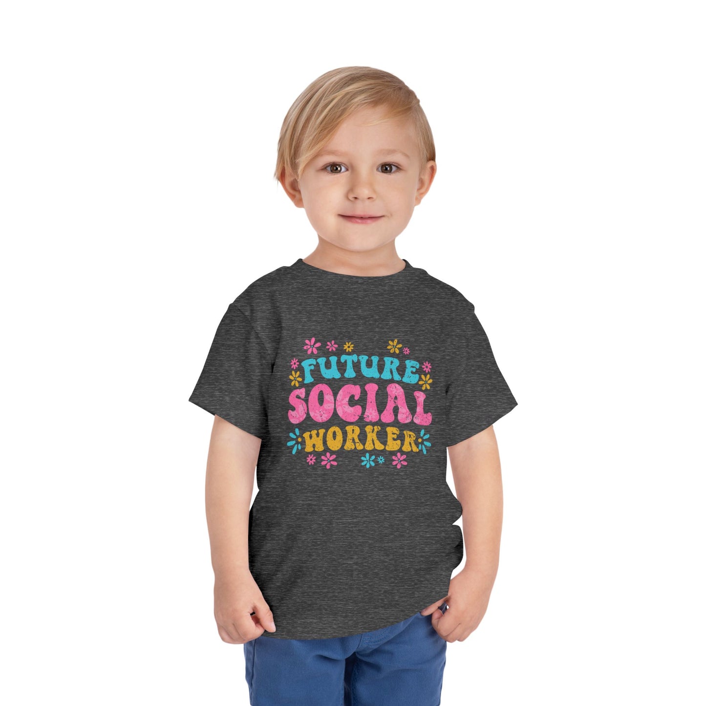 Toddler Tee - "Future Social Worker" Colorful Floral Graphic