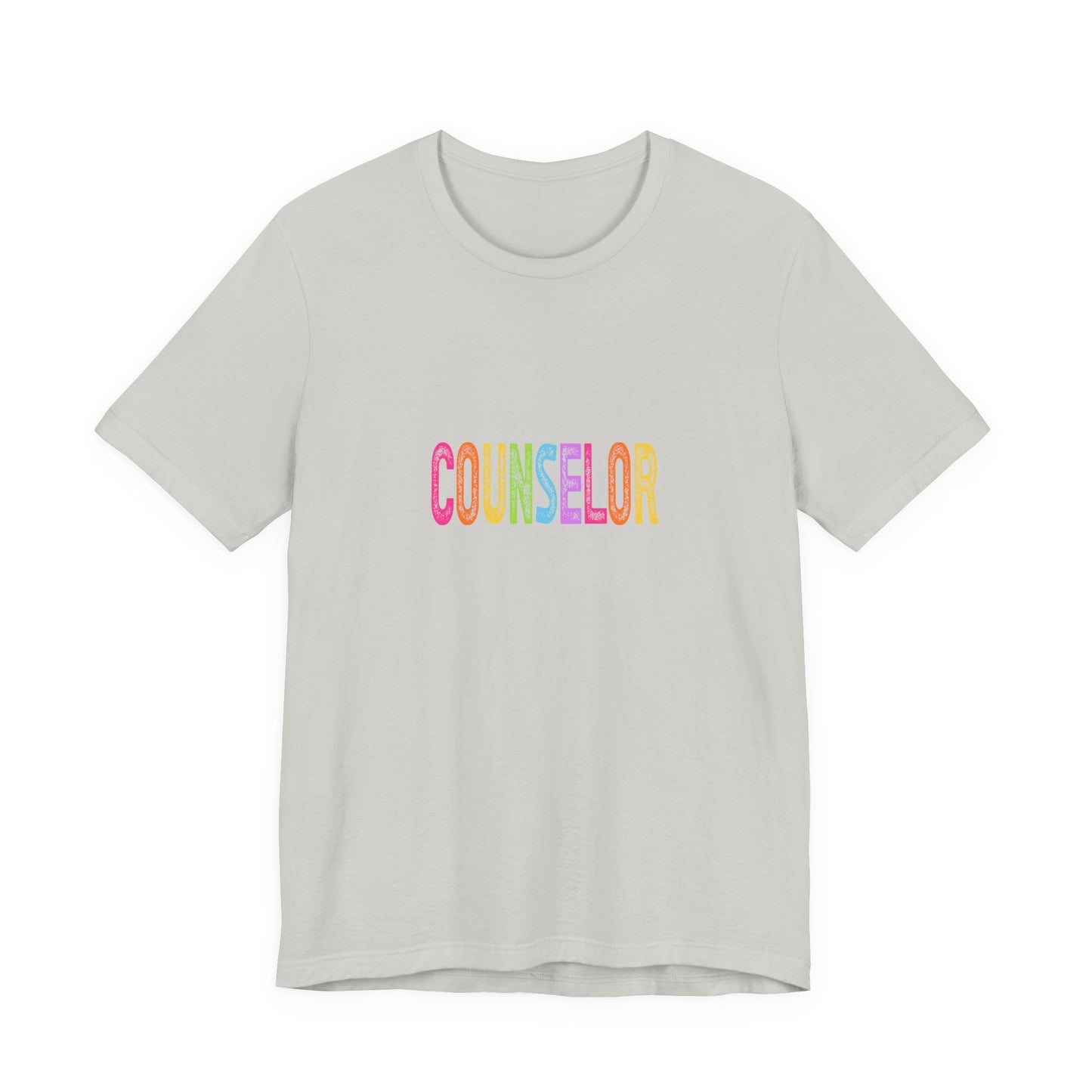 (Unisex) Counselor Rainbow Tee — Pastel 'COUNSELOR' Short Sleeve Shirt
