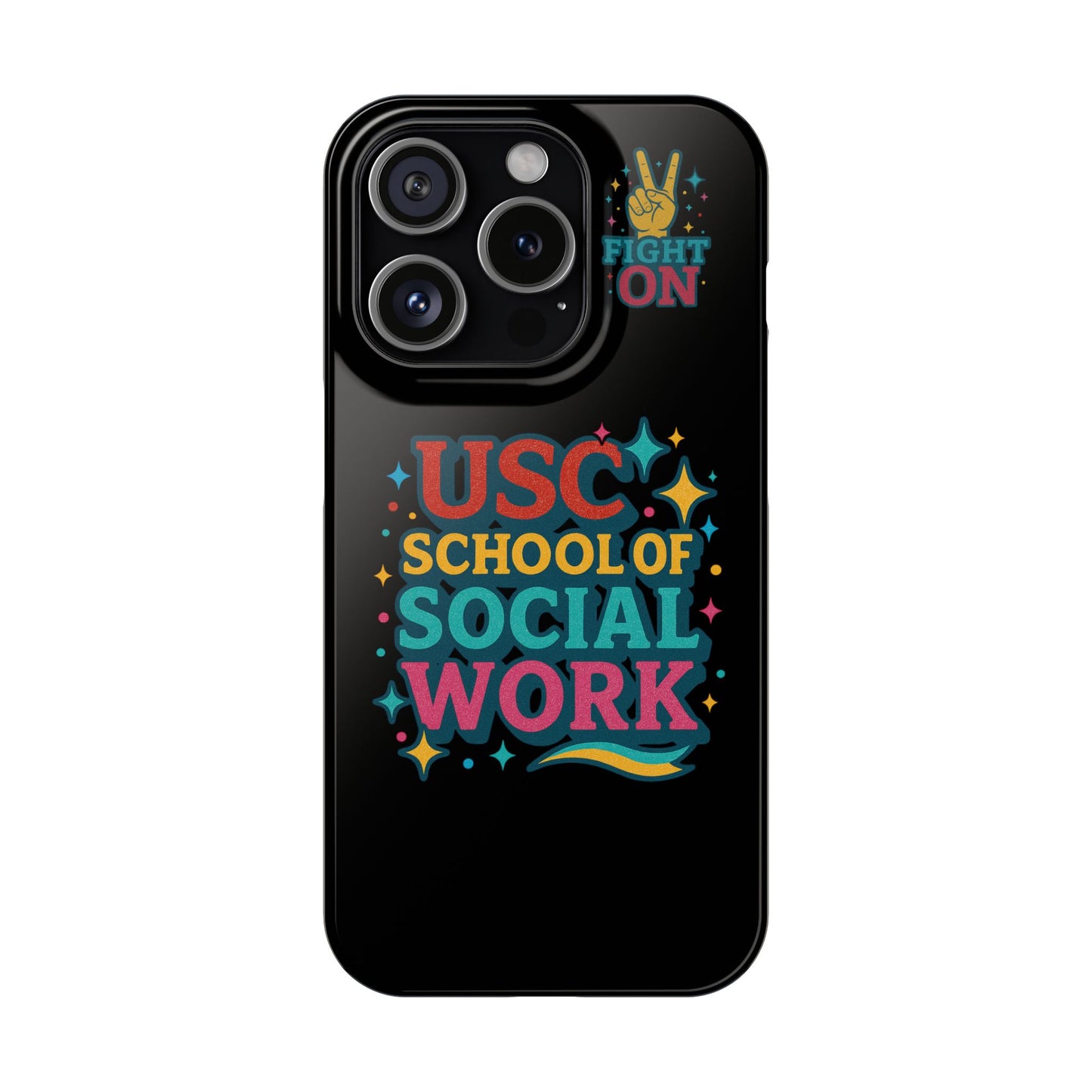 USC Trojans Slim I-Phone Case - School of Social Work - Glitter Style (Black)