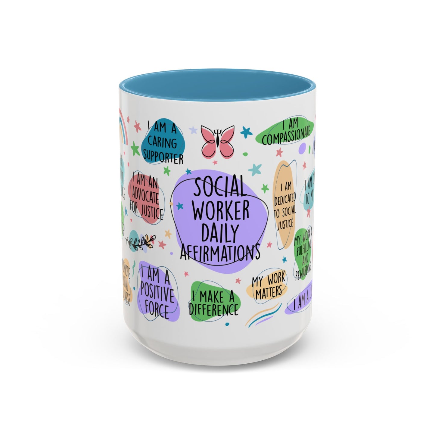 Social Worker Daily Affirmations Accent Coffee Mug — Inspirational -15oz