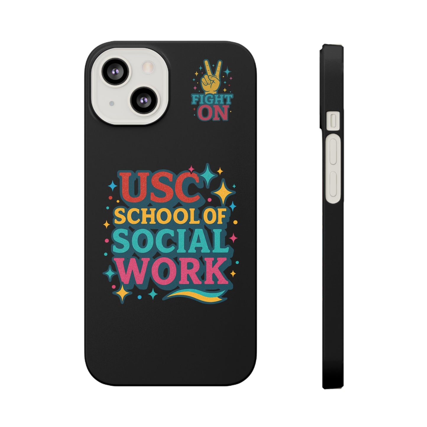 USC Trojans Slim I-Phone Case - School of Social Work - Glitter Style (Black)
