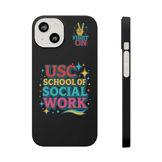 USC Trojans Slim I-Phone Case - School of Social Work - Glitter Style (Black)