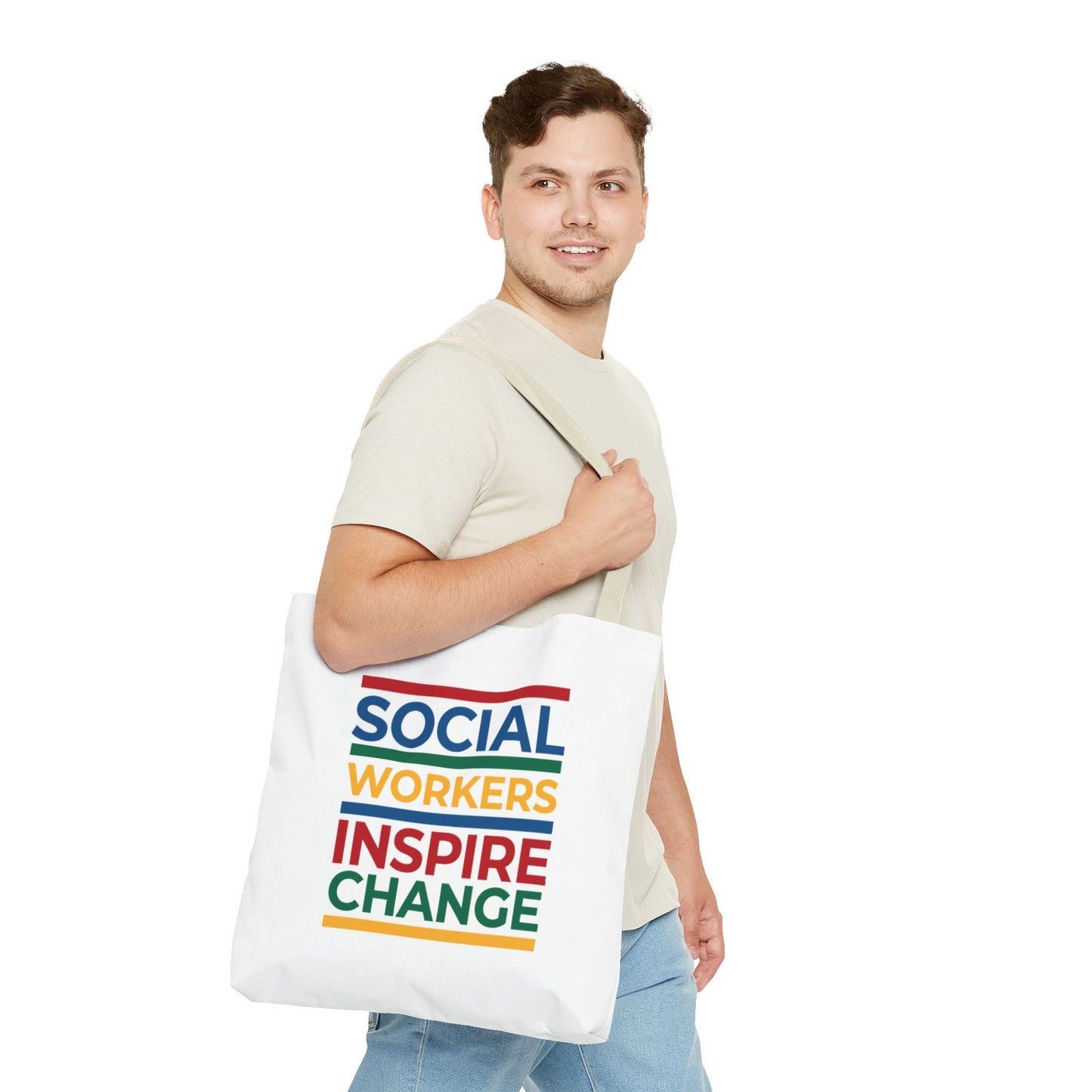 Social Worker Tote Bag — Inspirational "Social Workers Inspire Change" Two Side Design
