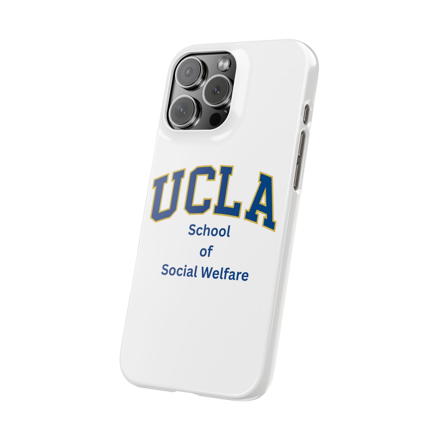 UCLA Slim I-Phone Case - School of Social Welfare-Text Logo (White)