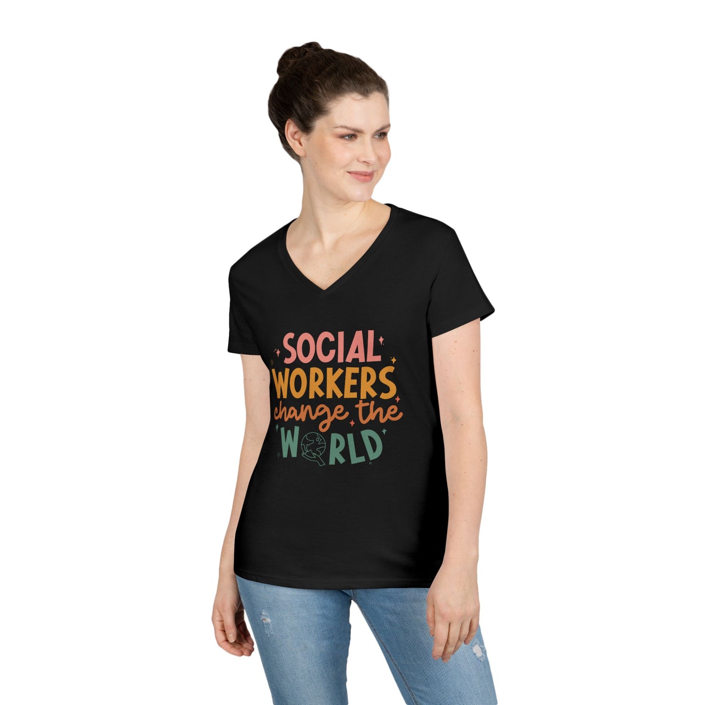 Social Workers Change the World V-Neck Tee