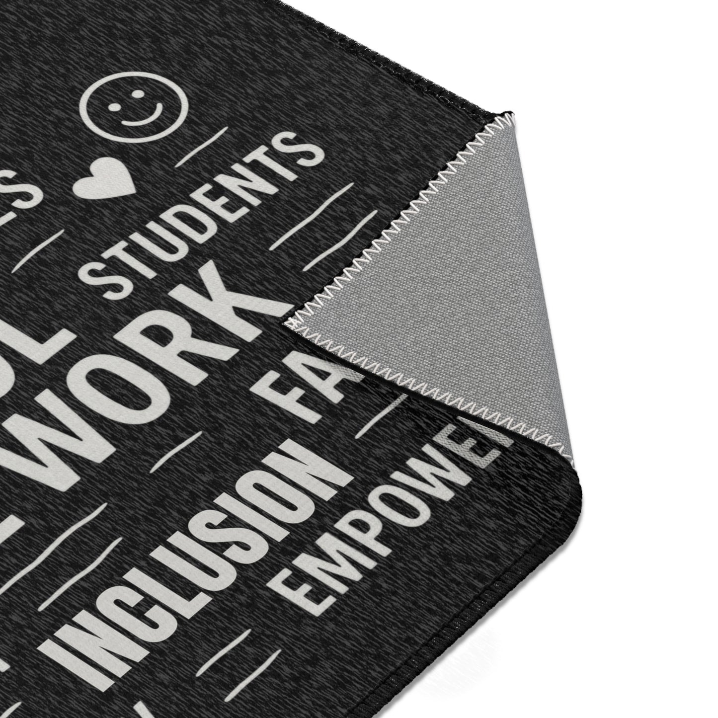 School Social Work Inspirational Area Rug - Black