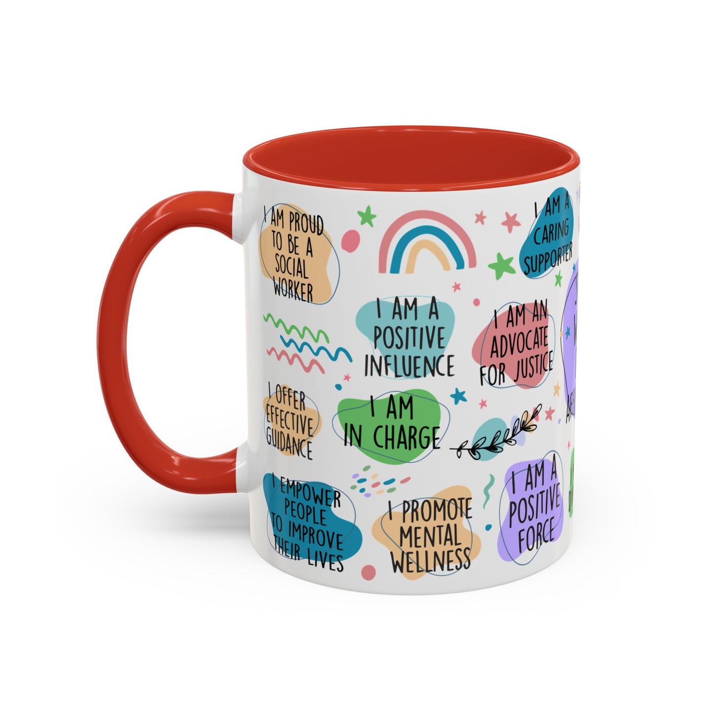 Social Worker Daily Affirmations Accent Coffee Mug — Inspirational -15oz