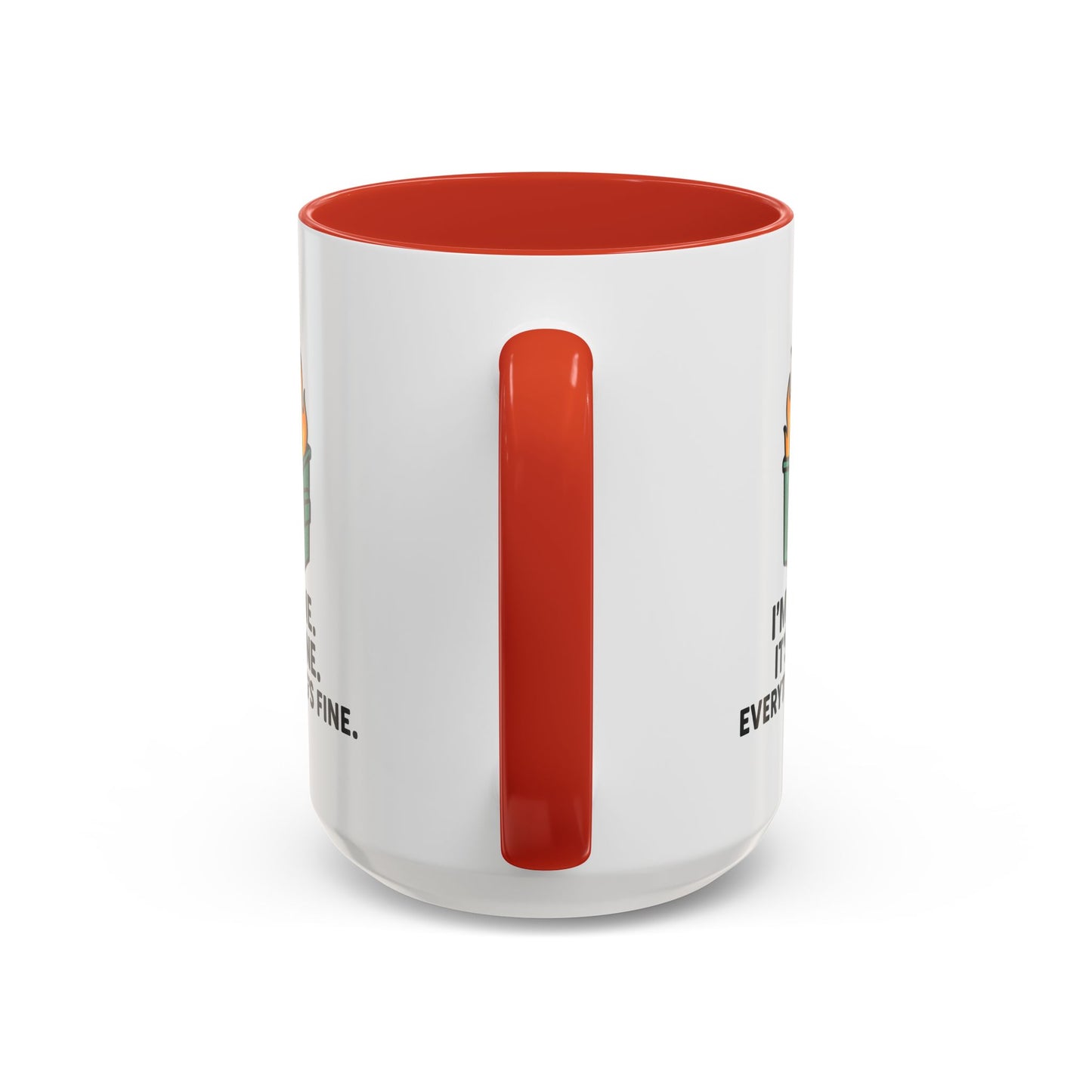 I’m Fine Dumpster Fire Coffee Mug — Funny 15oz Accent Mug