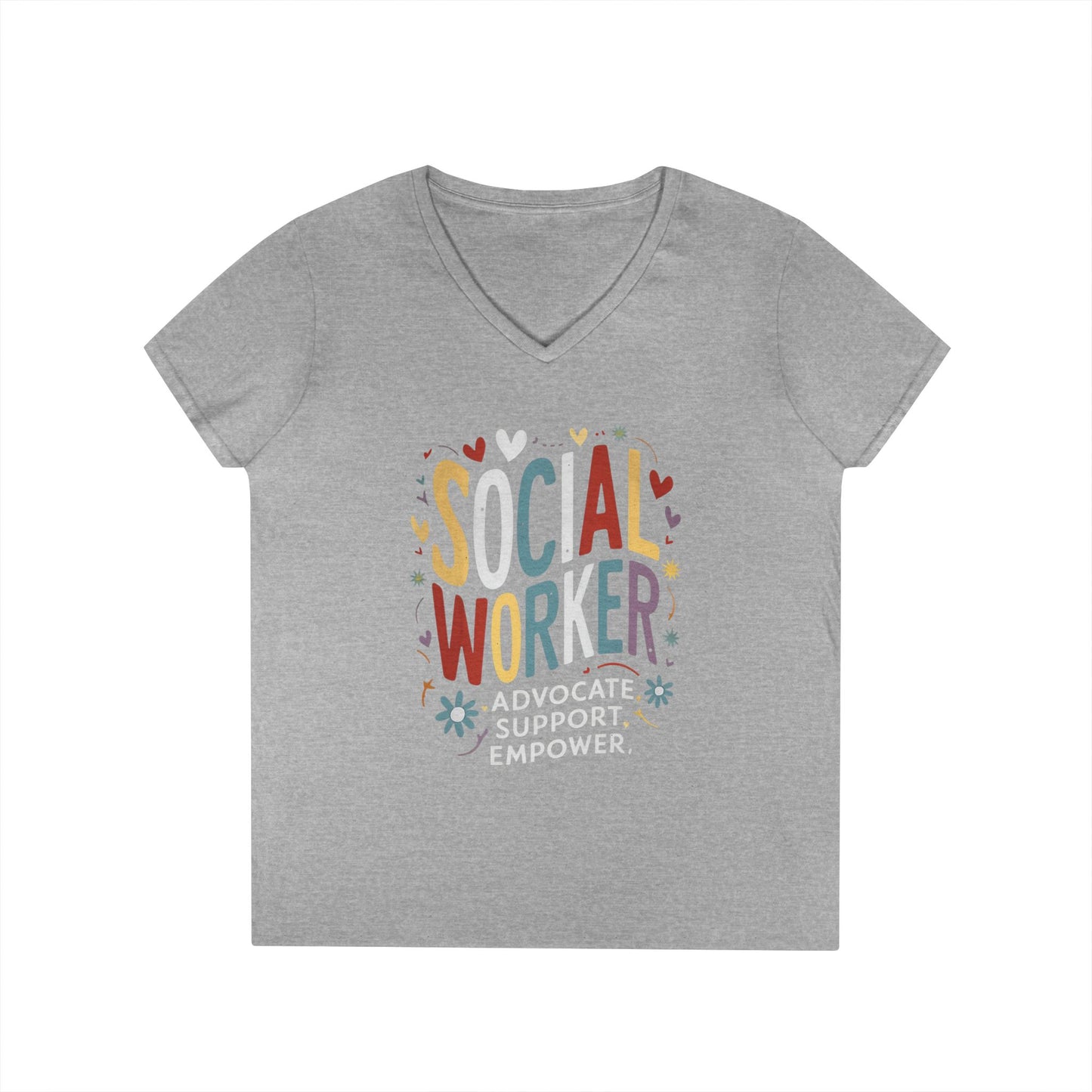 Social Worker V-Neck T-Shirt — Advocate, Support, Empower