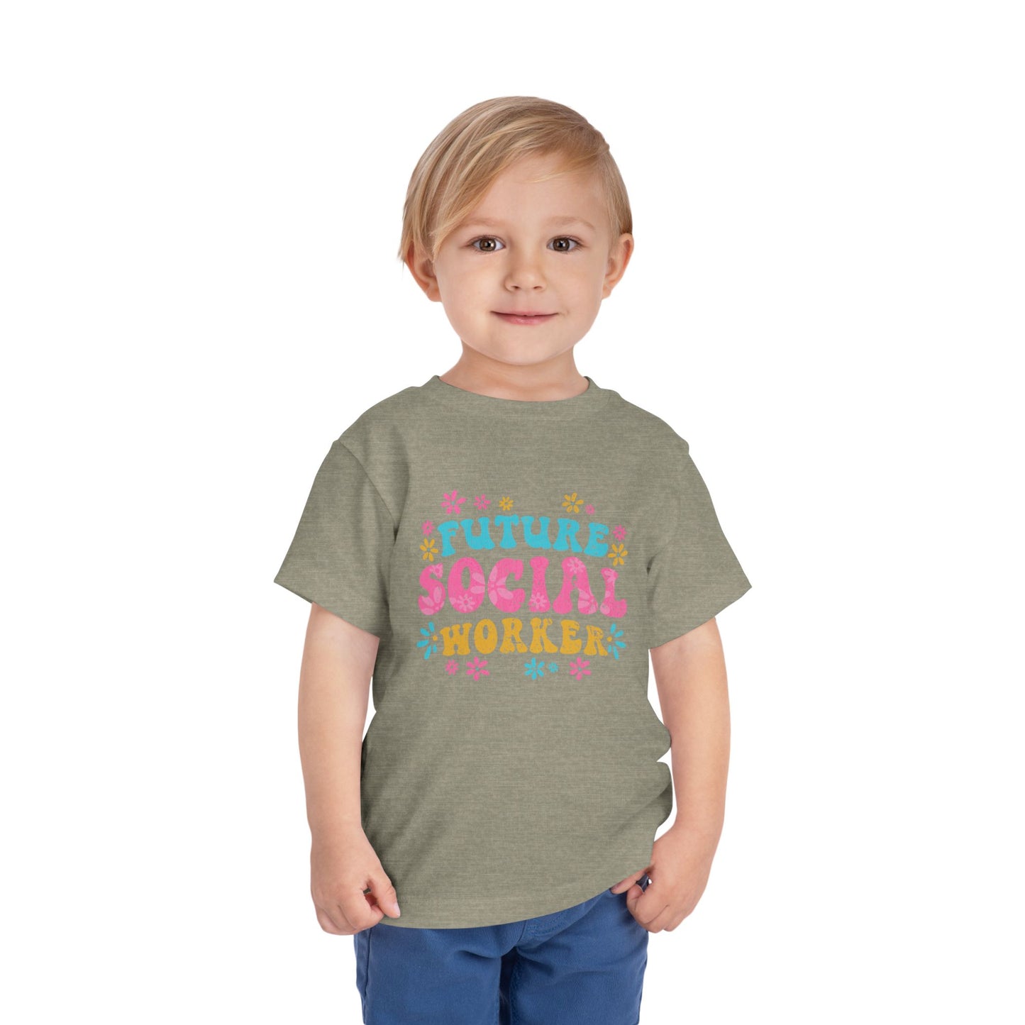 Toddler Tee - "Future Social Worker" Colorful Floral Graphic