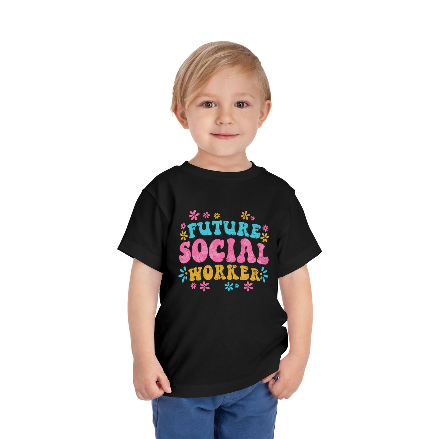 Toddler Tee - "Future Social Worker" Colorful Floral Graphic