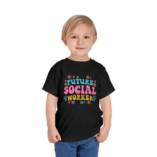 Toddler Tee - "Future Social Worker" Colorful Floral Graphic