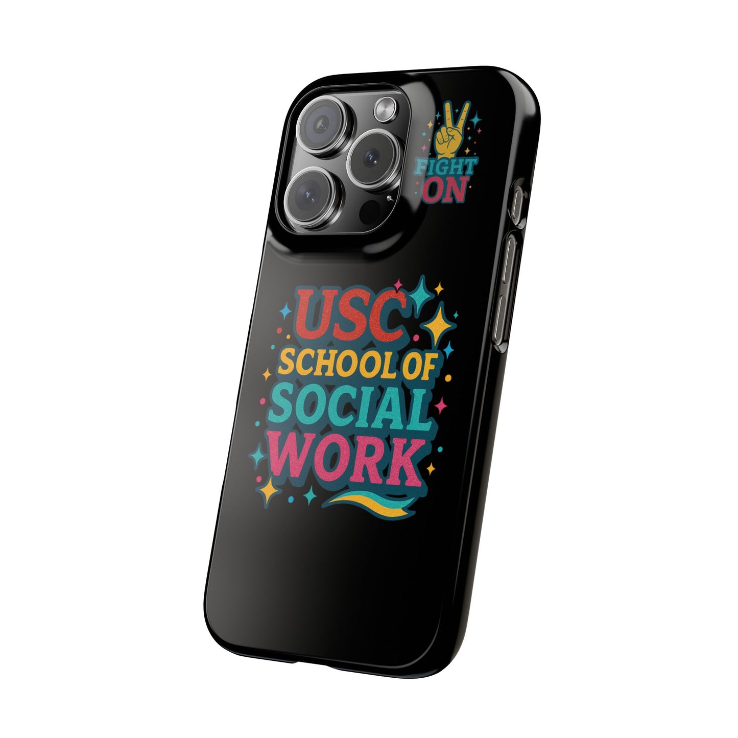 USC Trojans Slim I-Phone Case - School of Social Work - Glitter Style (Black)