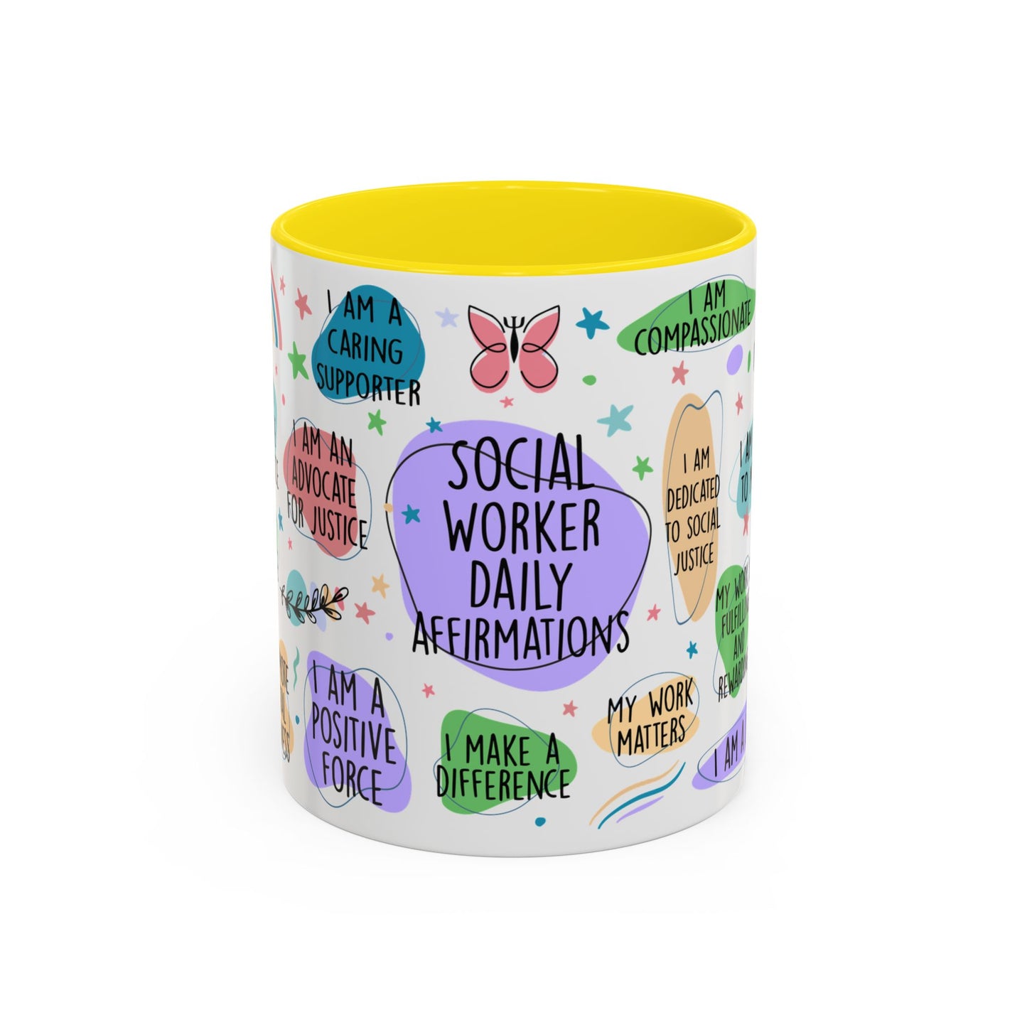 Social Worker Daily Affirmations Accent Coffee Mug — Inspirational -15oz