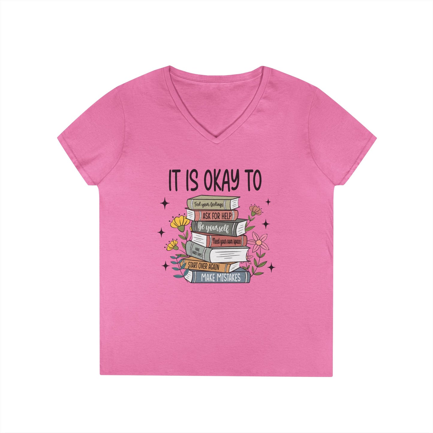 Ladies' V-Neck T-Shirt - "It's OK" - School Social Worker