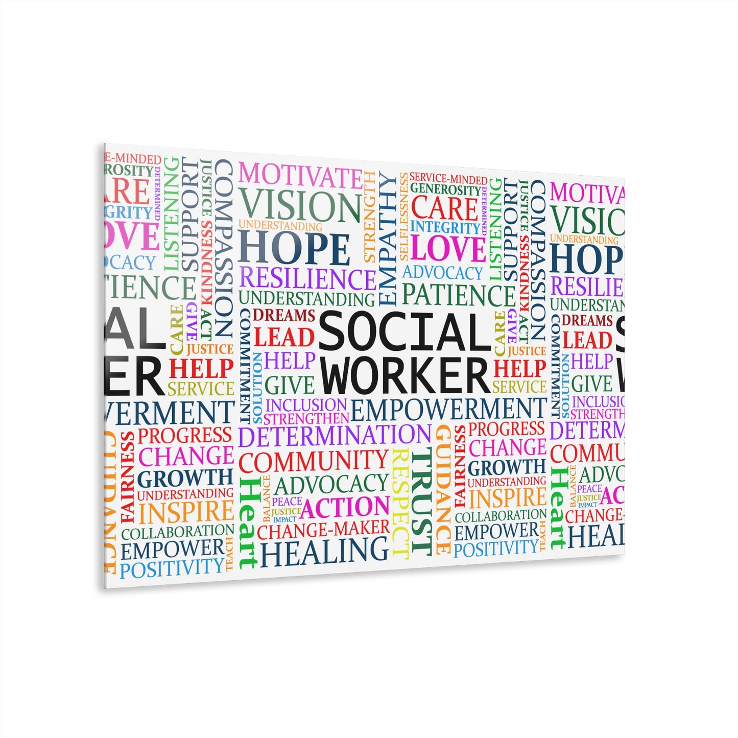 Social Worker Word Cloud Acrylic Print — Motivational Wall Art (French Cleat Hanging)
