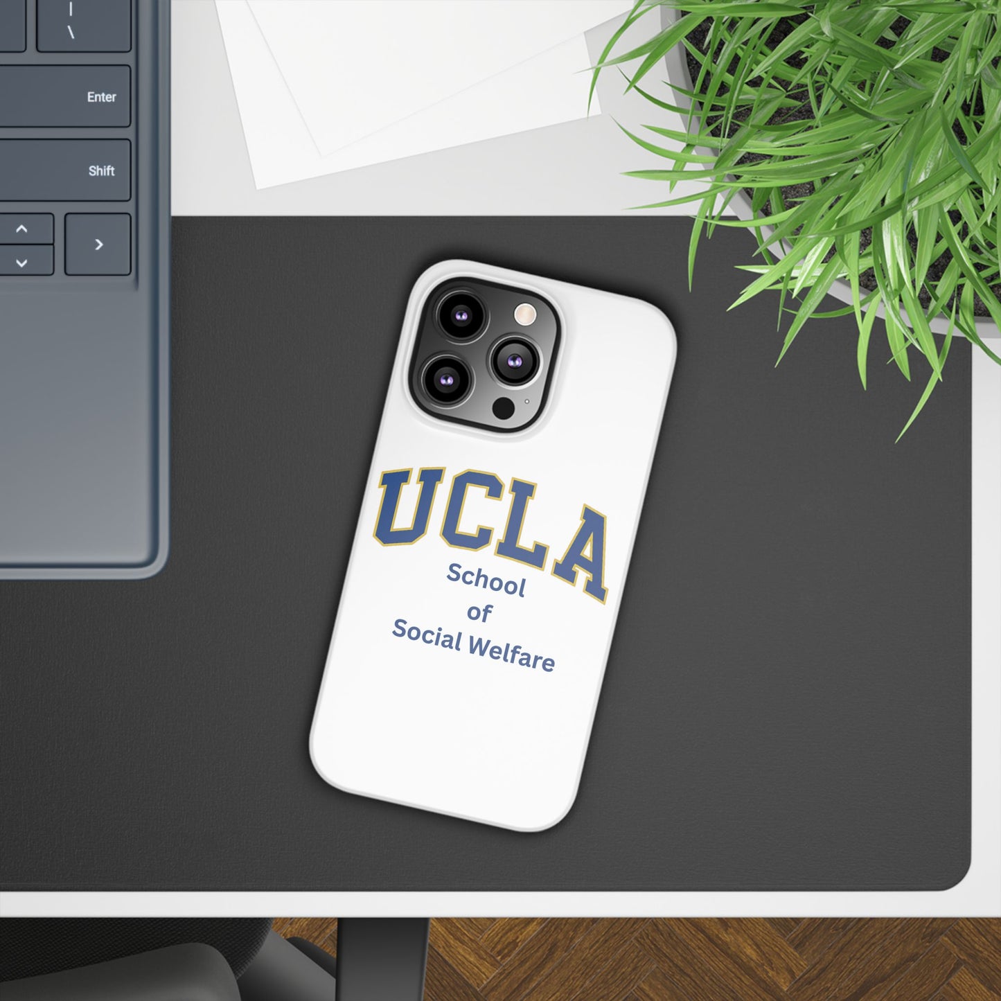 UCLA Slim I-Phone Case - School of Social Welfare-Text Logo (White)