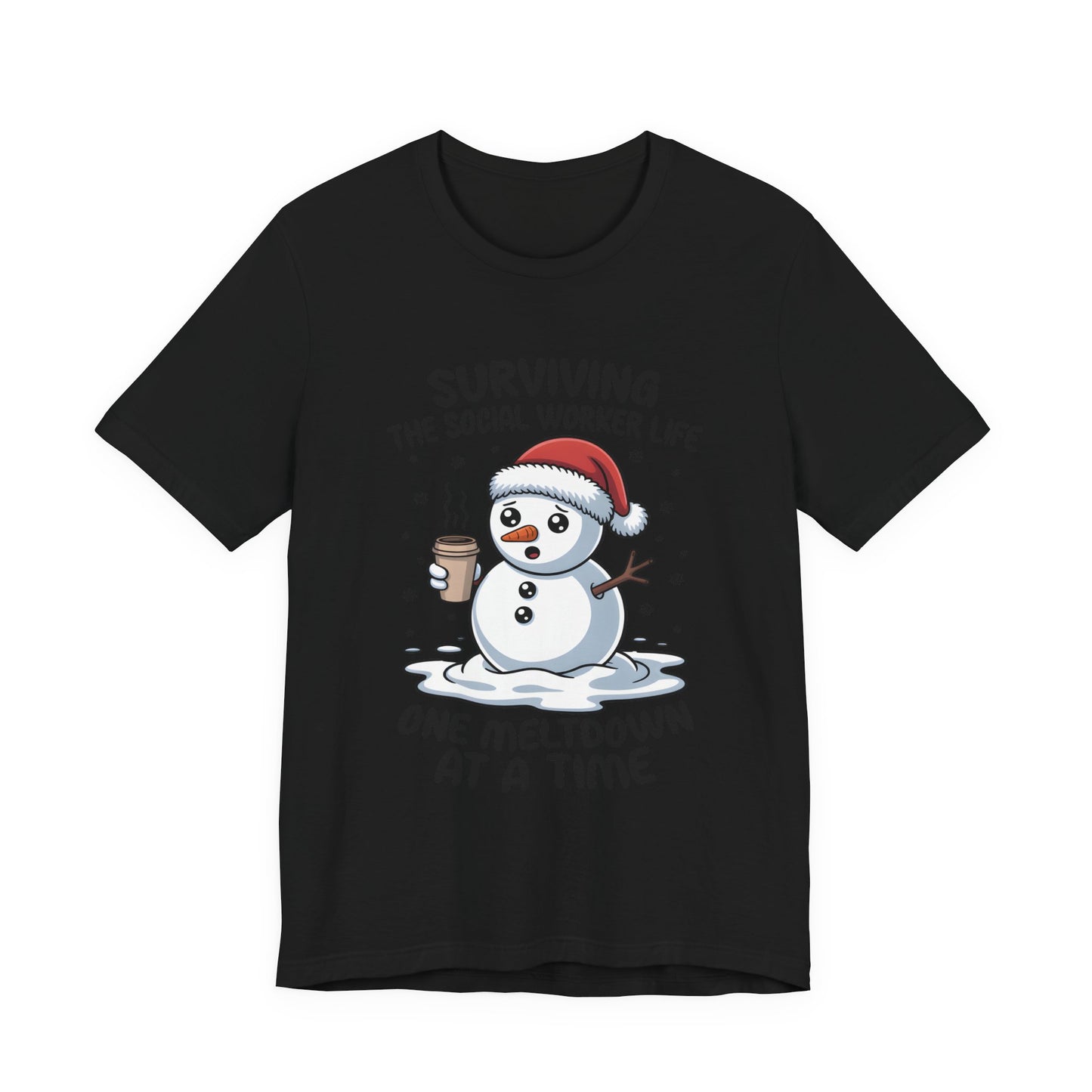 Men's Social Worker Snowman Tee — "Surviving the Social Worker Life: One Meltdown at a Time"