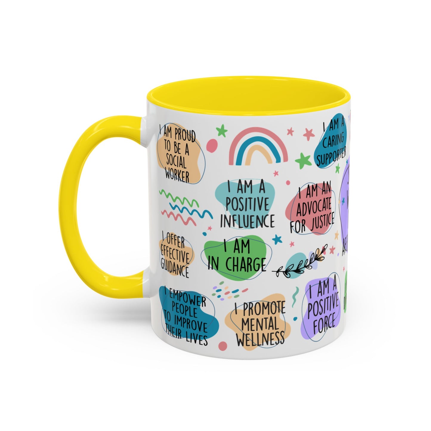 Social Worker Daily Affirmations Accent Coffee Mug — Inspirational -15oz