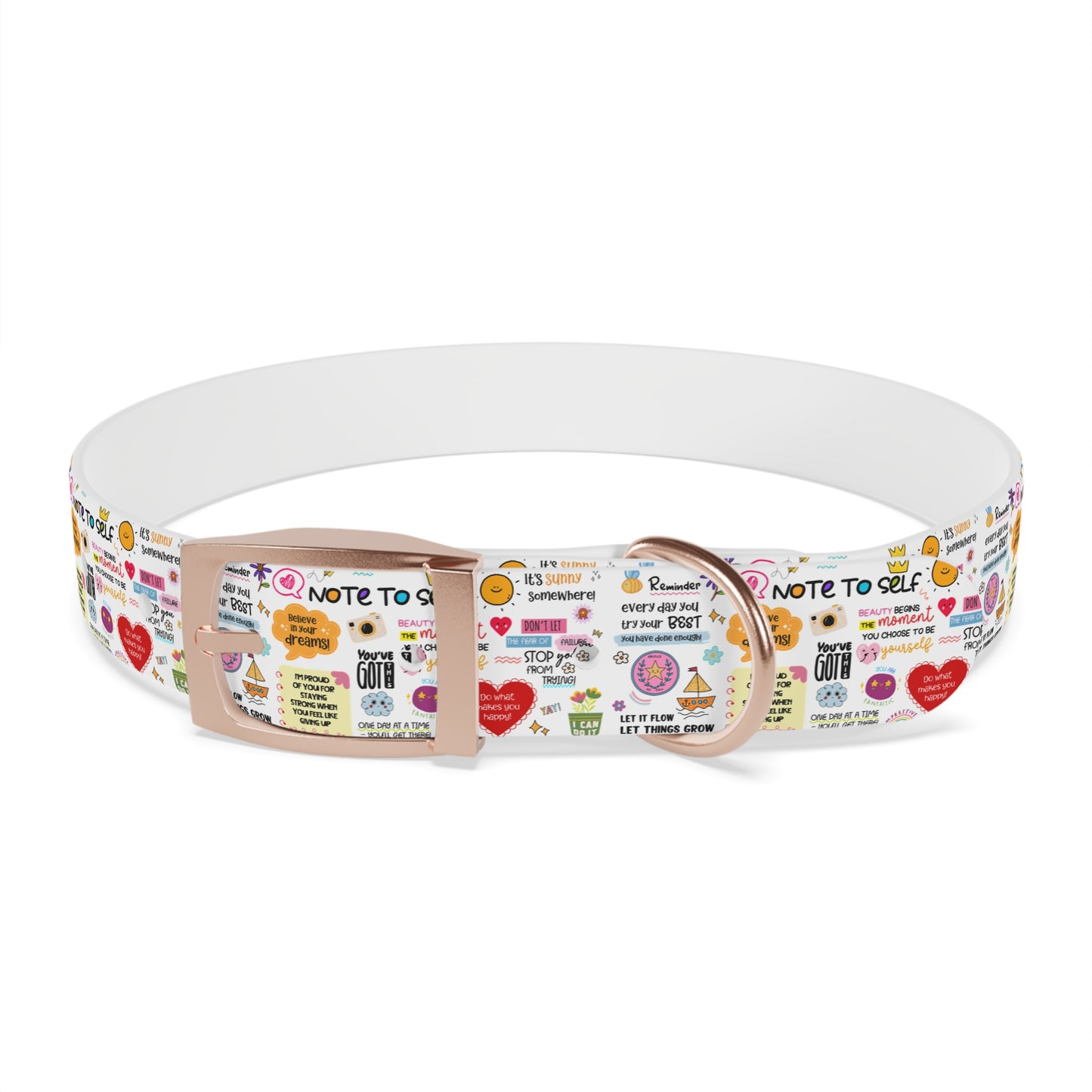 Dog Collar — Whimsical 'Note to Self' Positive Words Quote Pattern Pet Collar