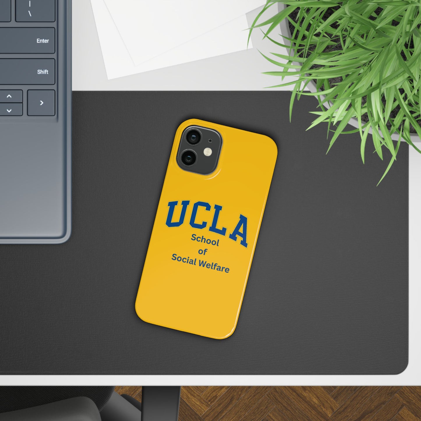 UCLA Slim I-Phone Case - School of Social Welfare-Text Logo (Yellow)