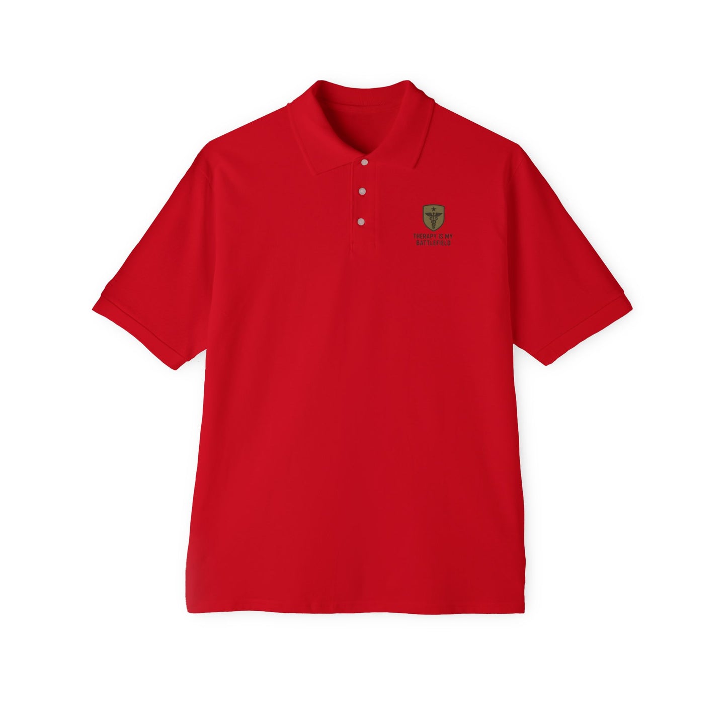 Military Social Work "Therapy is My Battlefield" -Classic Men's Piqué Polo with Emblem