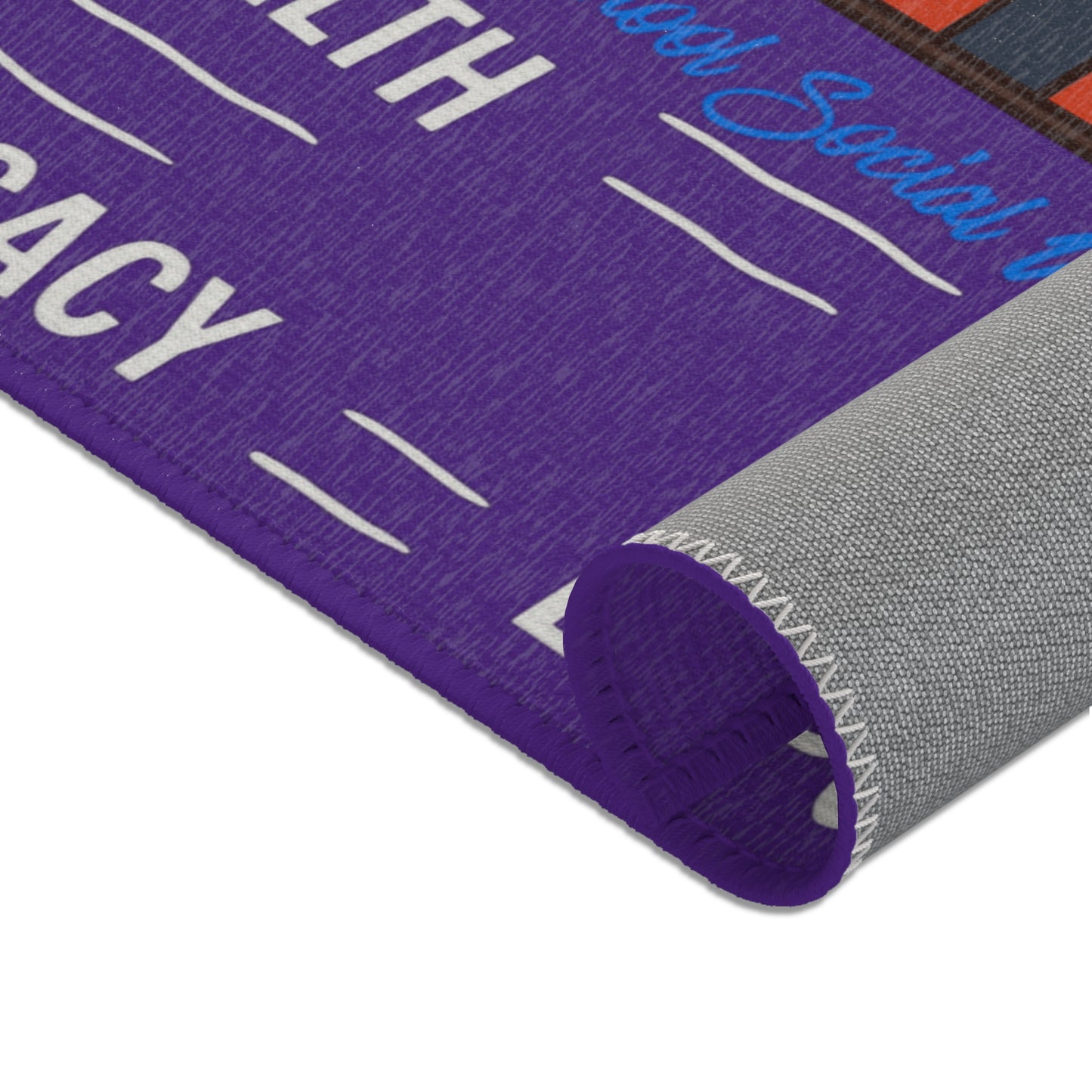 School Social Work Inspirational Area Rug - Purple With Logo