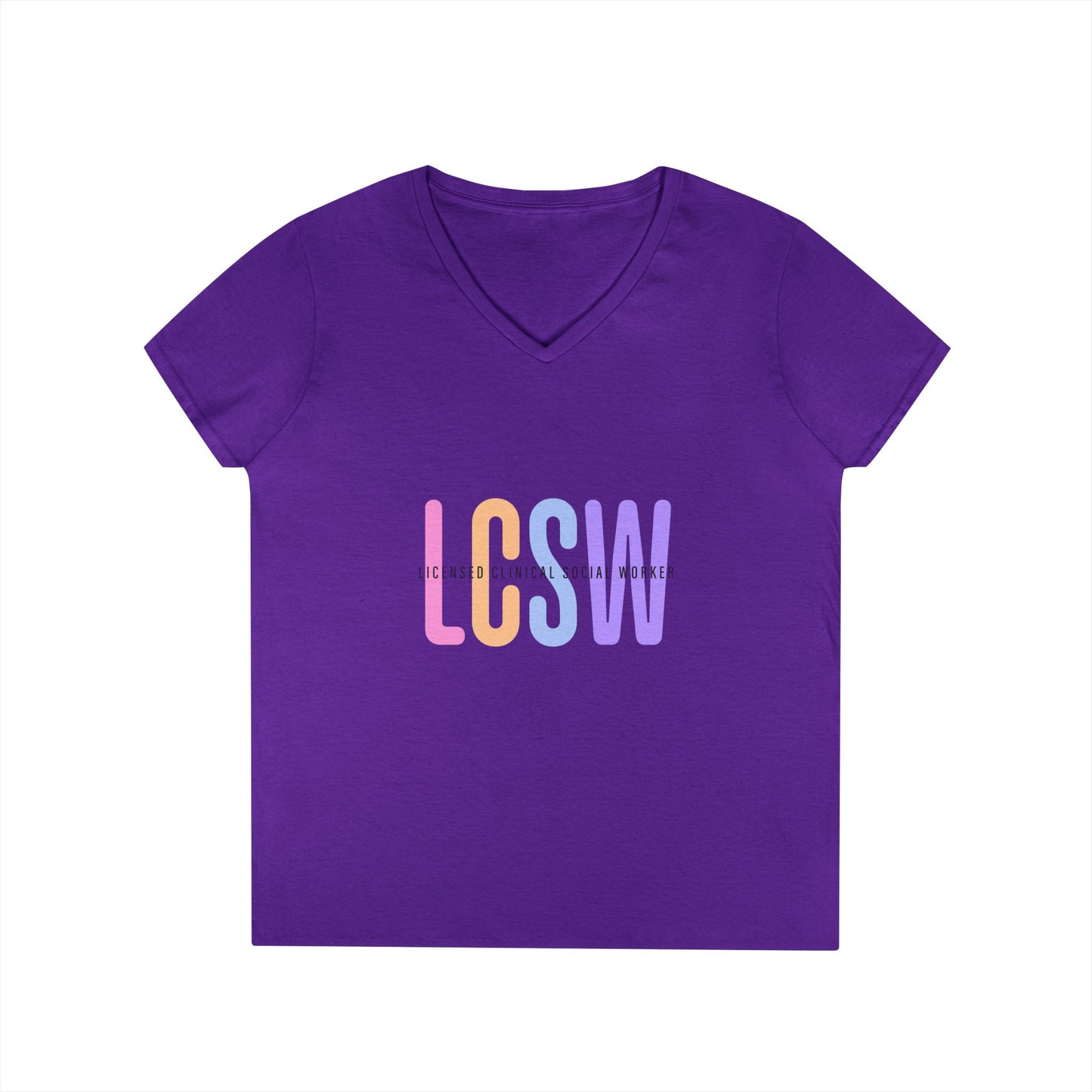 LGBTQ+ Pride Pastel Ombre 'LCSW' V‑Neck Tee — Pride Shirt