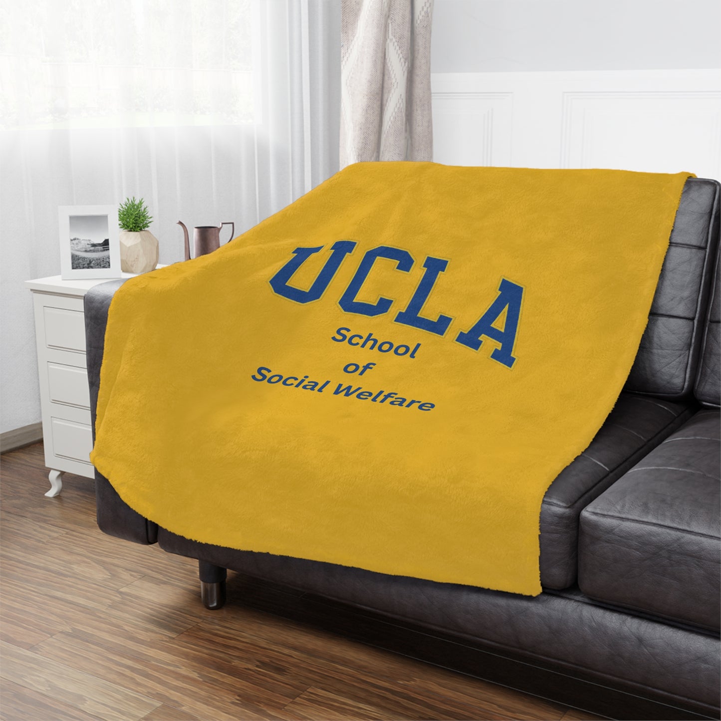 UCLA School of Social Welfare Mini Blanket - Great for your office chair or your couch at home!