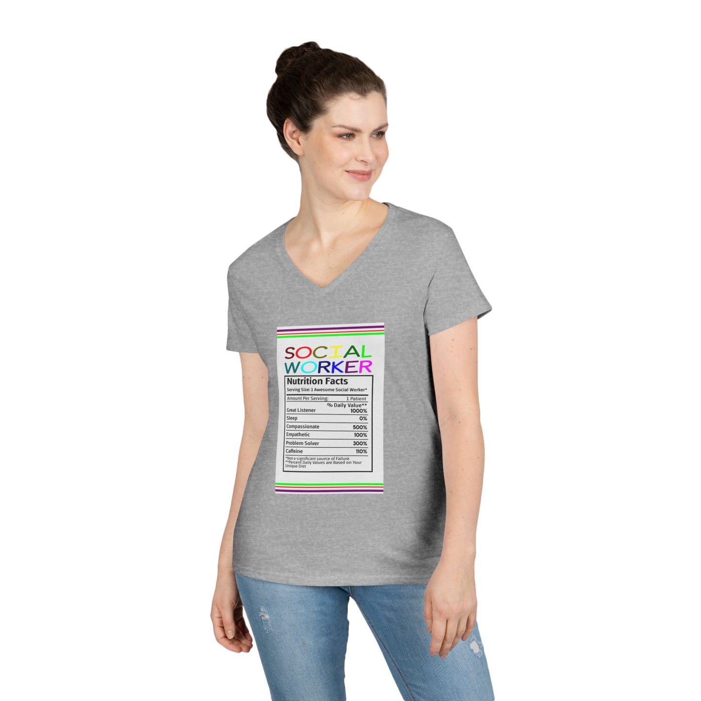Social Worker Nutrition Facts V-Neck Tee — Women's Social Worker Gift