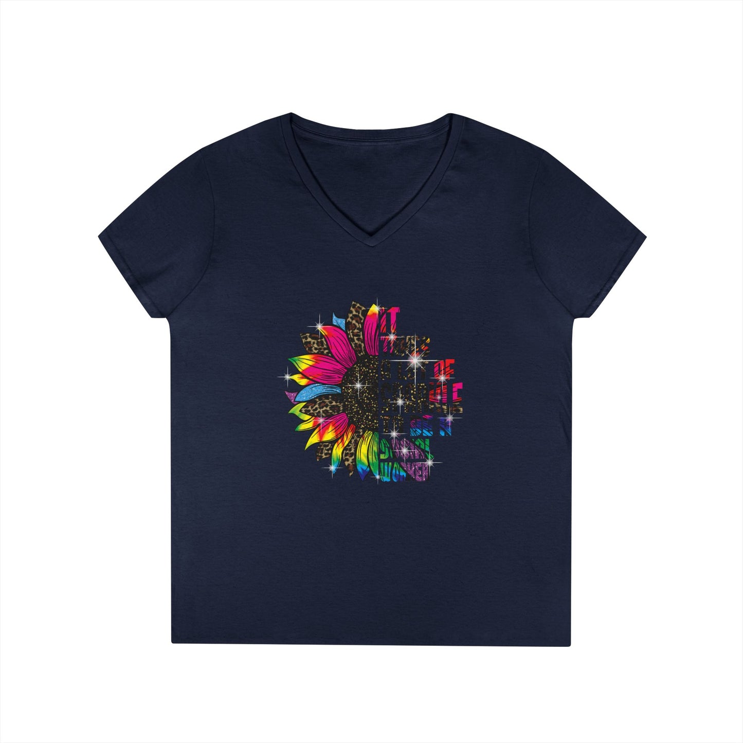 Social Worker V-Neck T-Shirt - "It Takes A Lot Of Sparkle To Be A Social Worker" Colorful Floral Design
