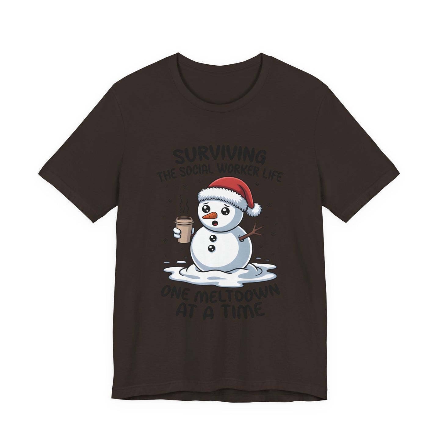 Men's Social Worker Snowman Tee — "Surviving the Social Worker Life: One Meltdown at a Time"